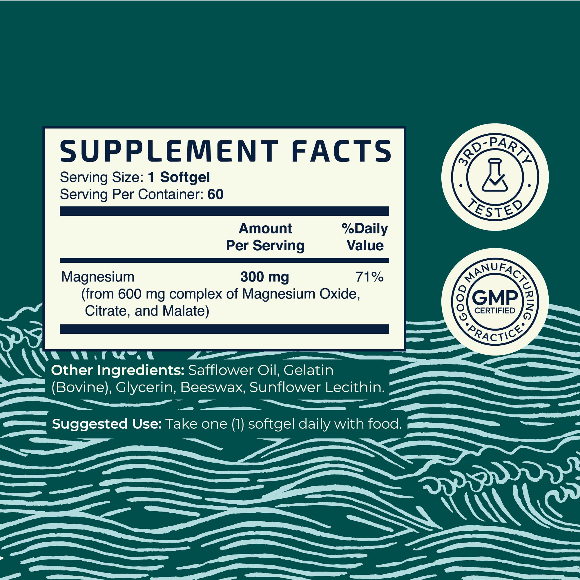 Nobi Nutrition Magnesium Softgels 300mg ingredients list