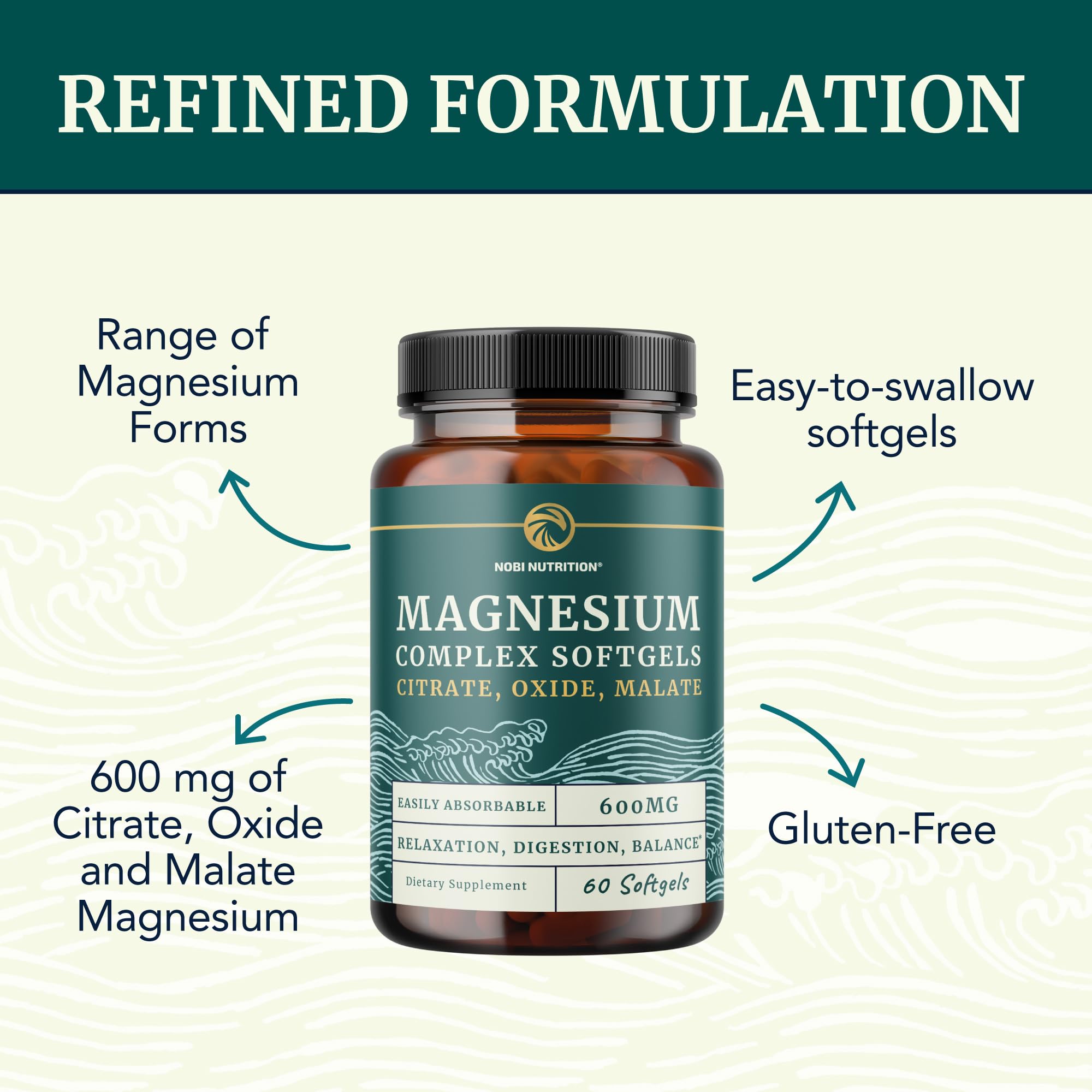 Nobi Nutrition Magnesium Softgels 300mg softgel close-up