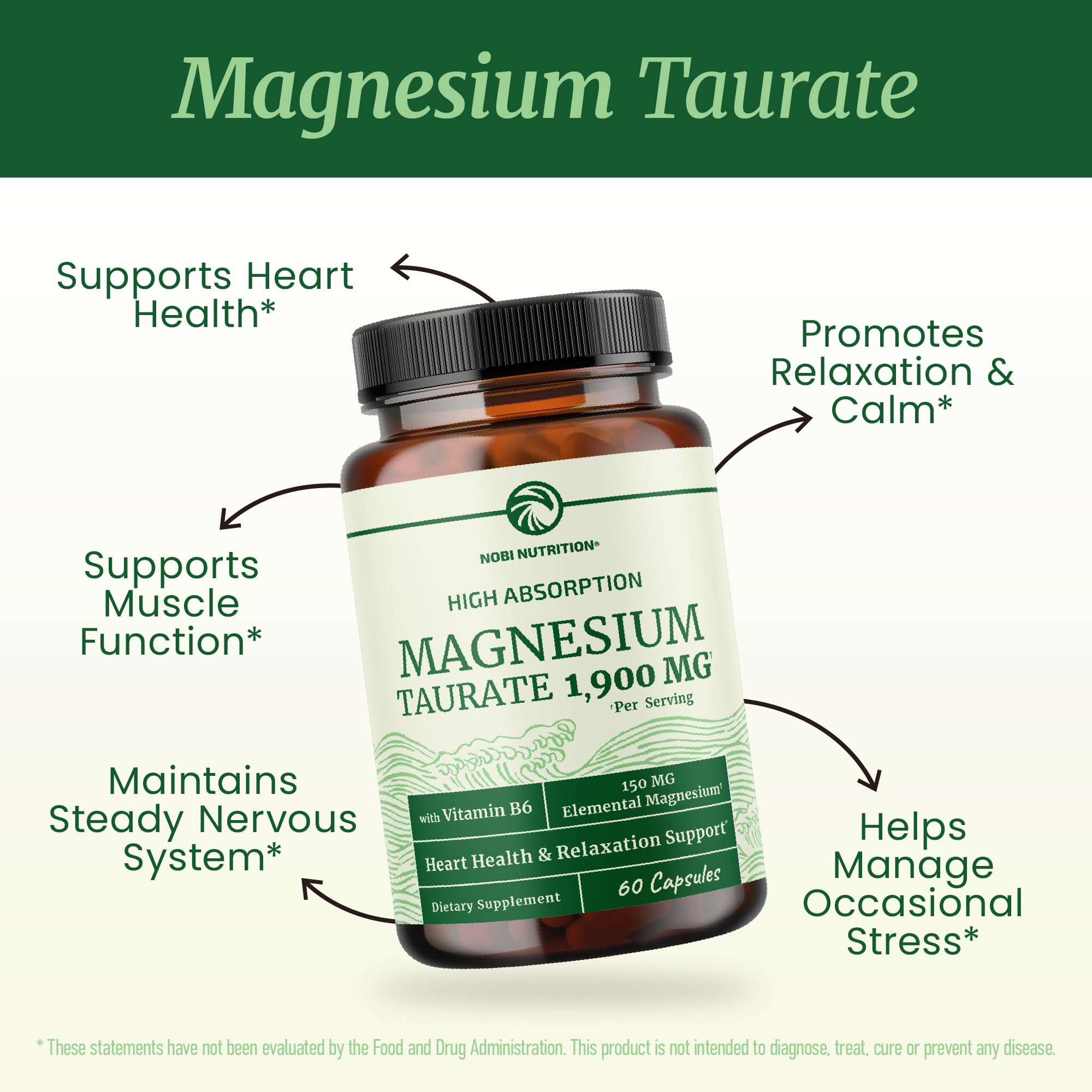 Nobi Nutrition Magnesium Taurate supplement capsules close-up