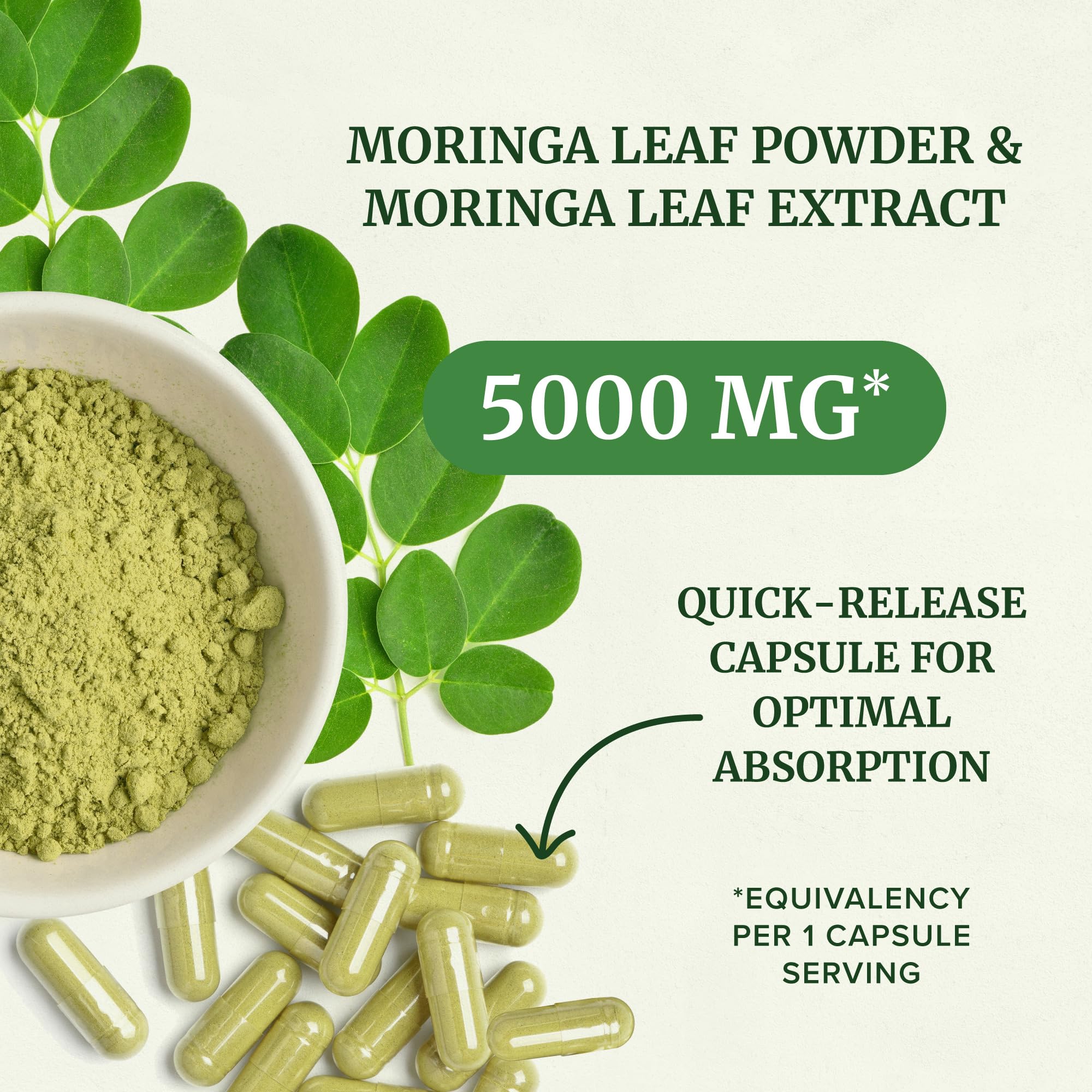 Nobi Nutrition Moringa Pure Capsules 5000mg capsules on a table
