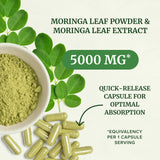 Nobi Nutrition Moringa Pure Capsules 5000mg capsules on a table