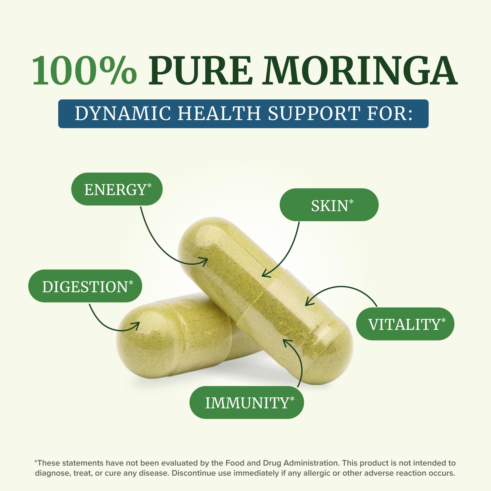 Nobi Nutrition Moringa Pure Capsules 5000mg side view