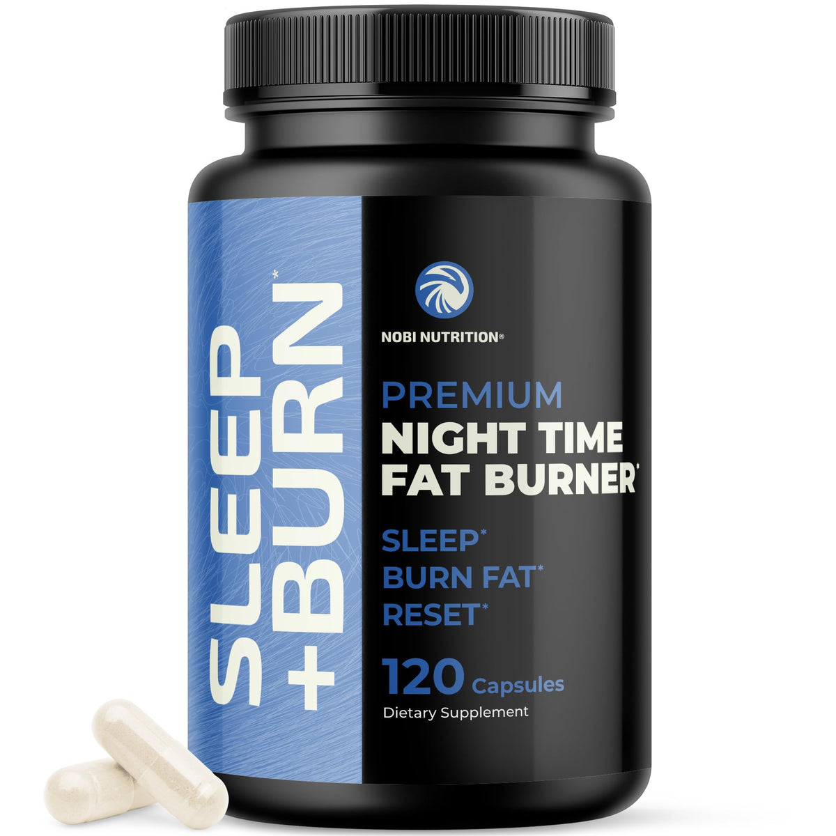 Nobi Nutrition Night Time Fat Burner capsules bottle front view