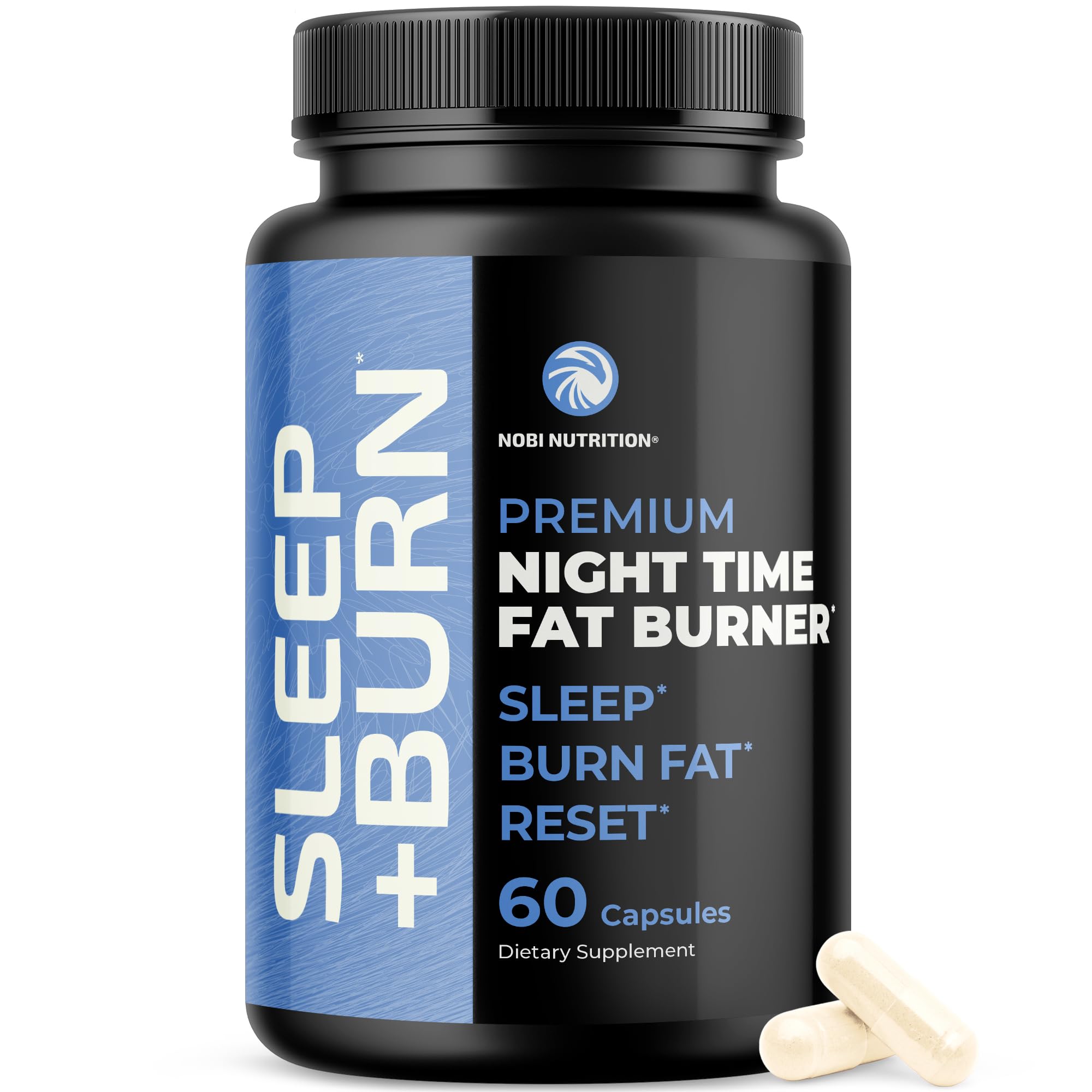 Nobi Nutrition Night Time Fat Burner Capsules front view with packaging