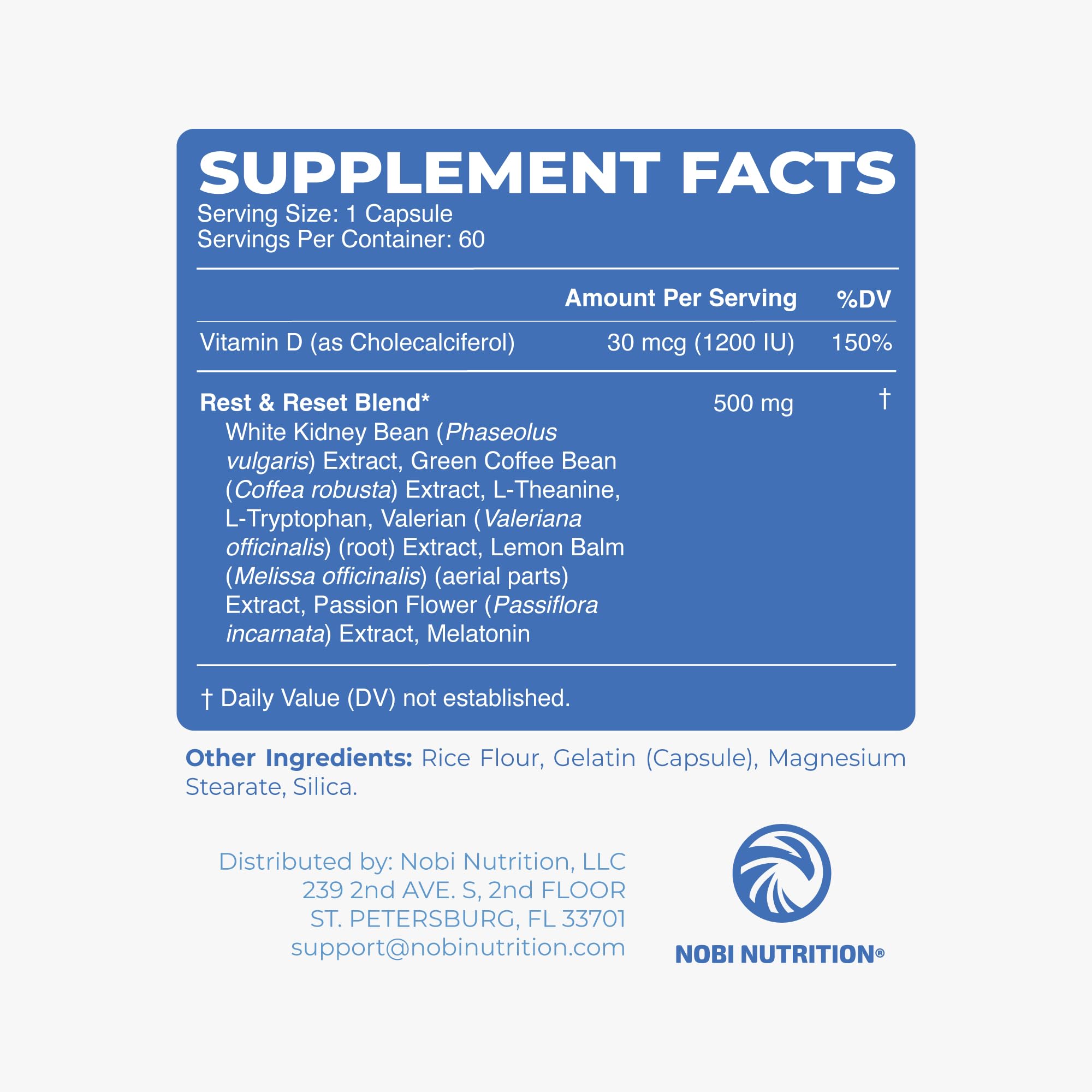 Nobi Nutrition Night Time Fat Burner Capsules showing capsule size