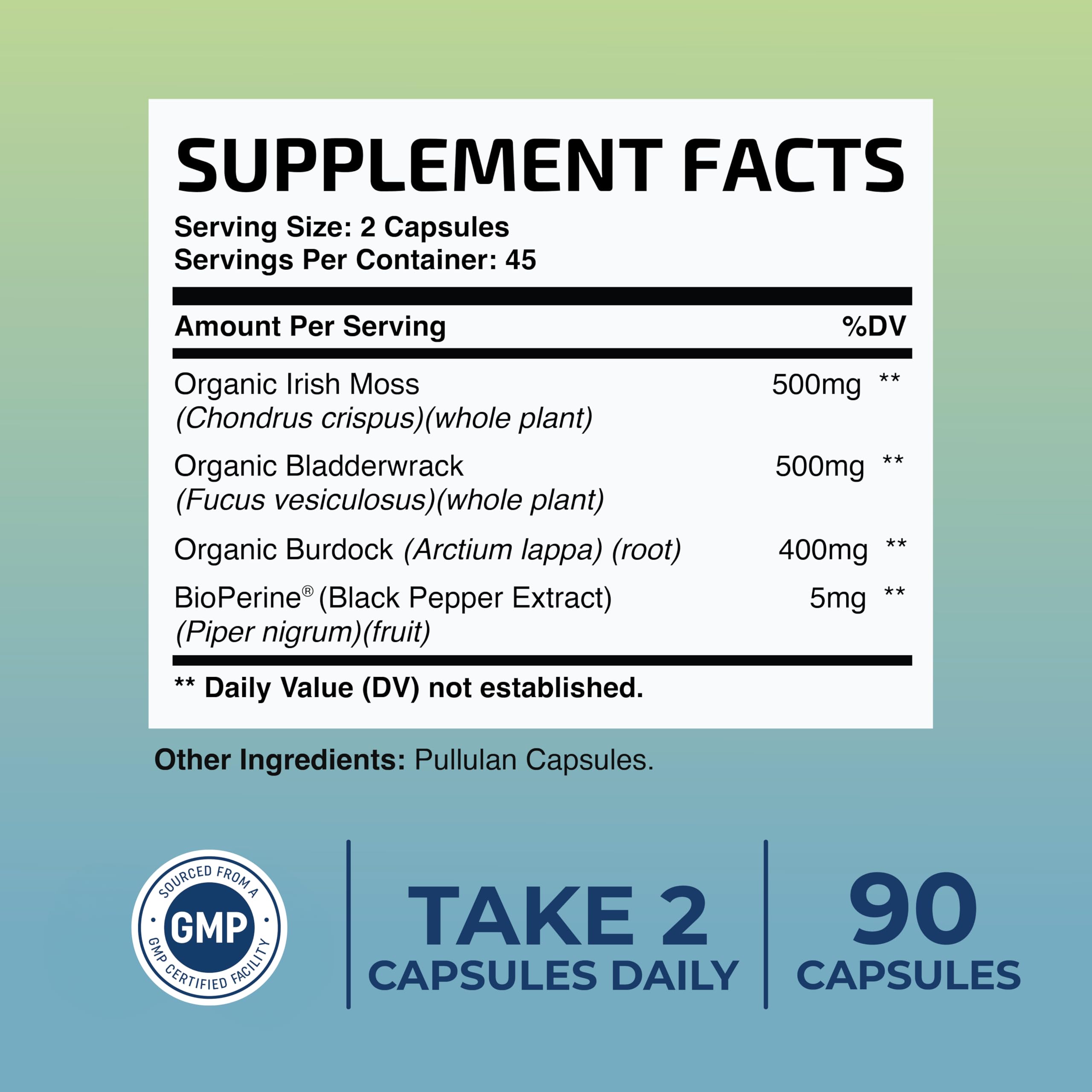 Nobi Nutrition Sea Moss Complex Capsules back view