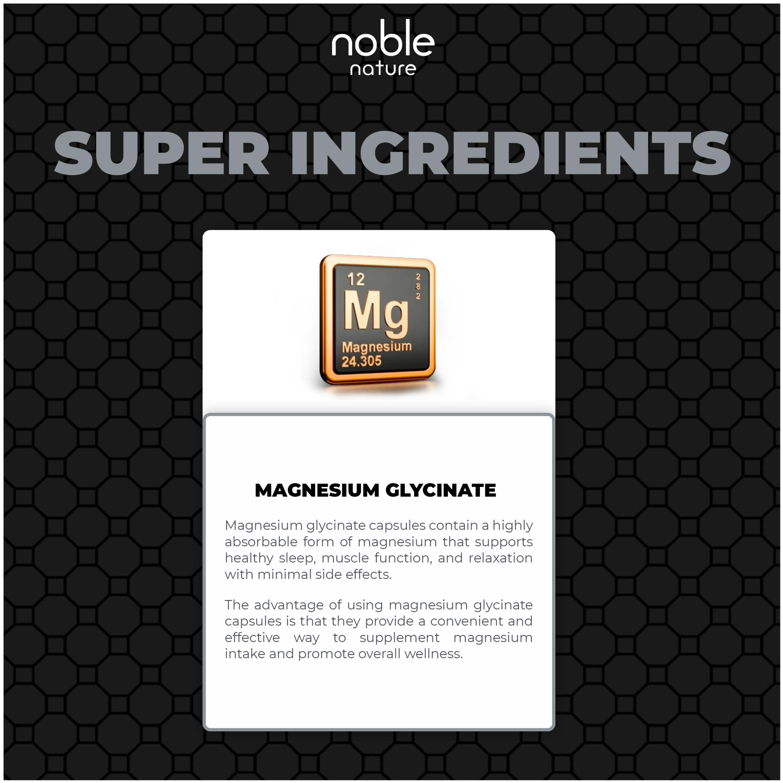 Noble Nature Magnesium Glycinate Capsules close-up of vegetarian capsules