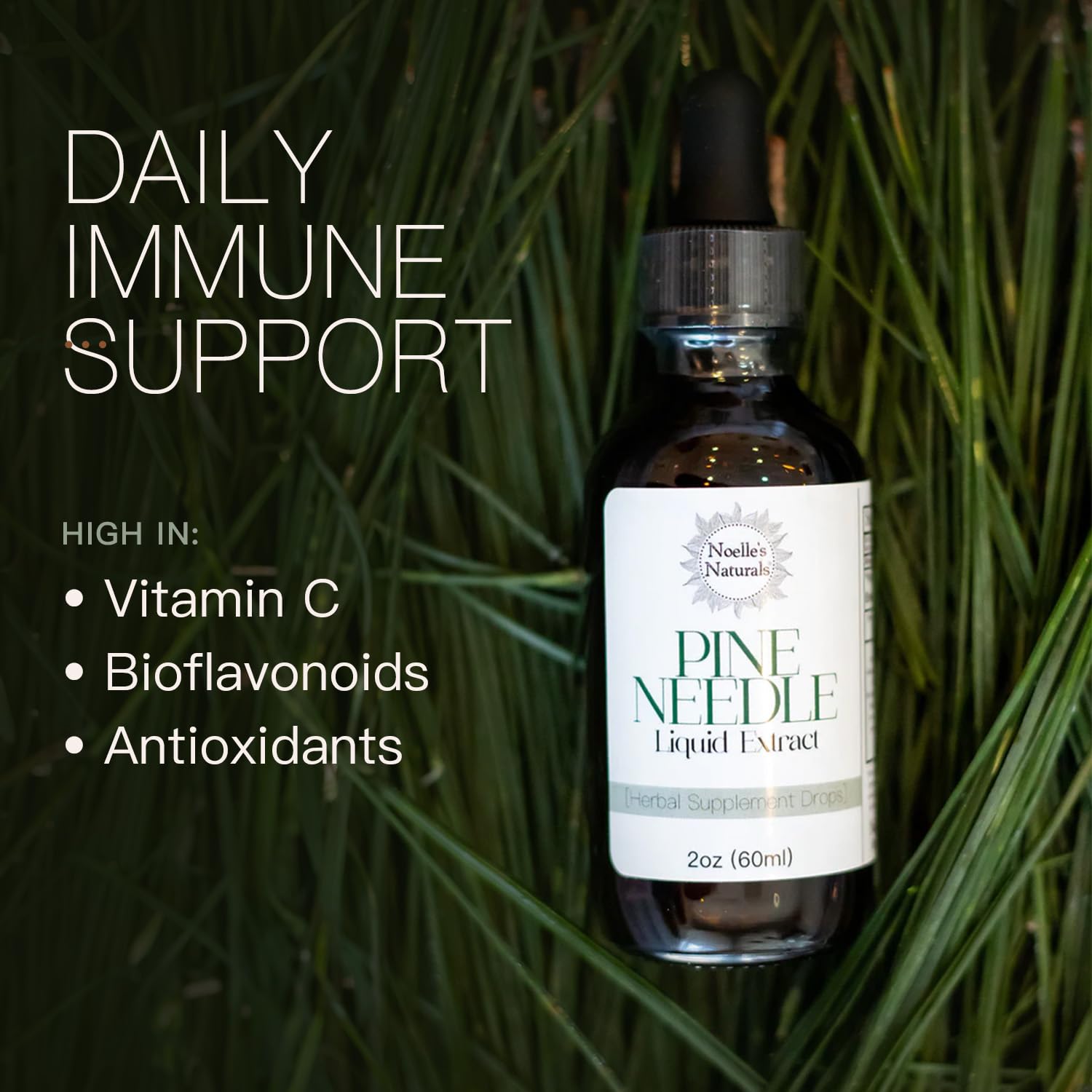 Noelle's Naturals Eastern White Pine Needle Tincture dropper bottle