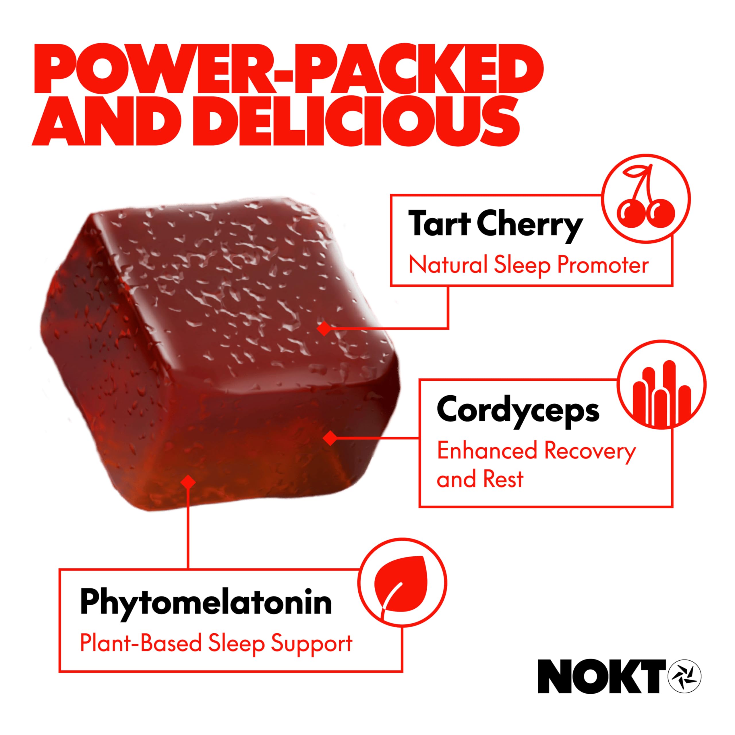 NOKT Sleep Gummies side view showing gummy texture