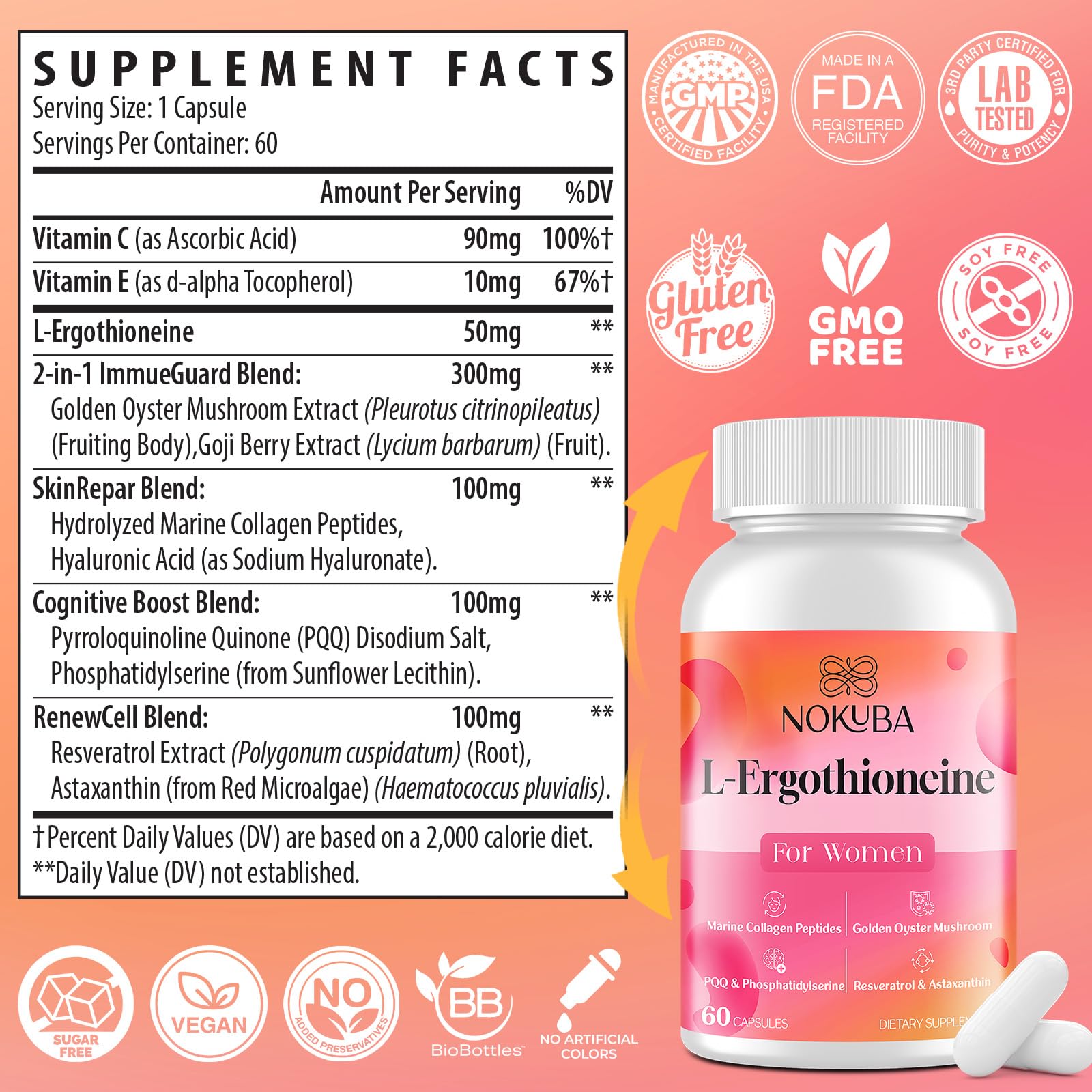 Nokuba Daily Wellness Capsules in a hand for size reference