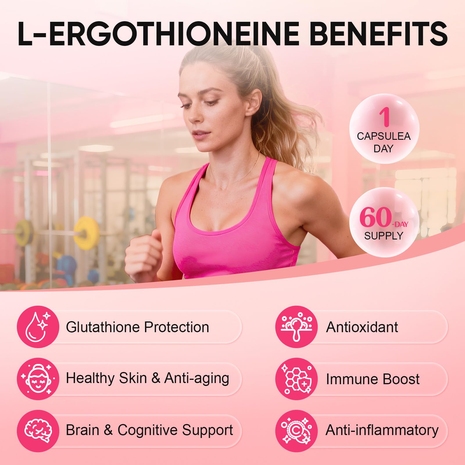 Nokuba Ergothioneine Supplement capsules on a wooden surface