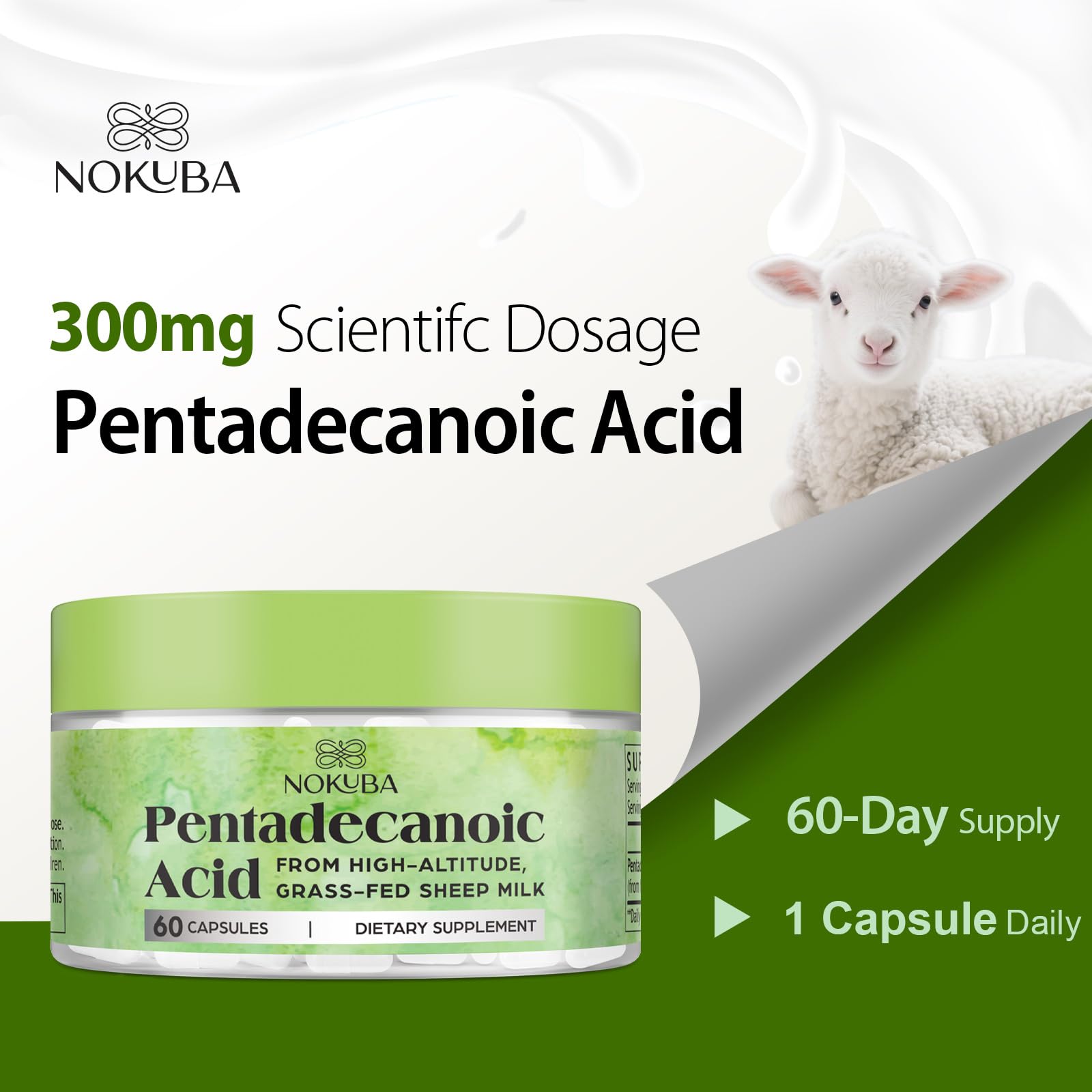 Nokuba Pentadecanoic Acid Omega-3 Supplement label details