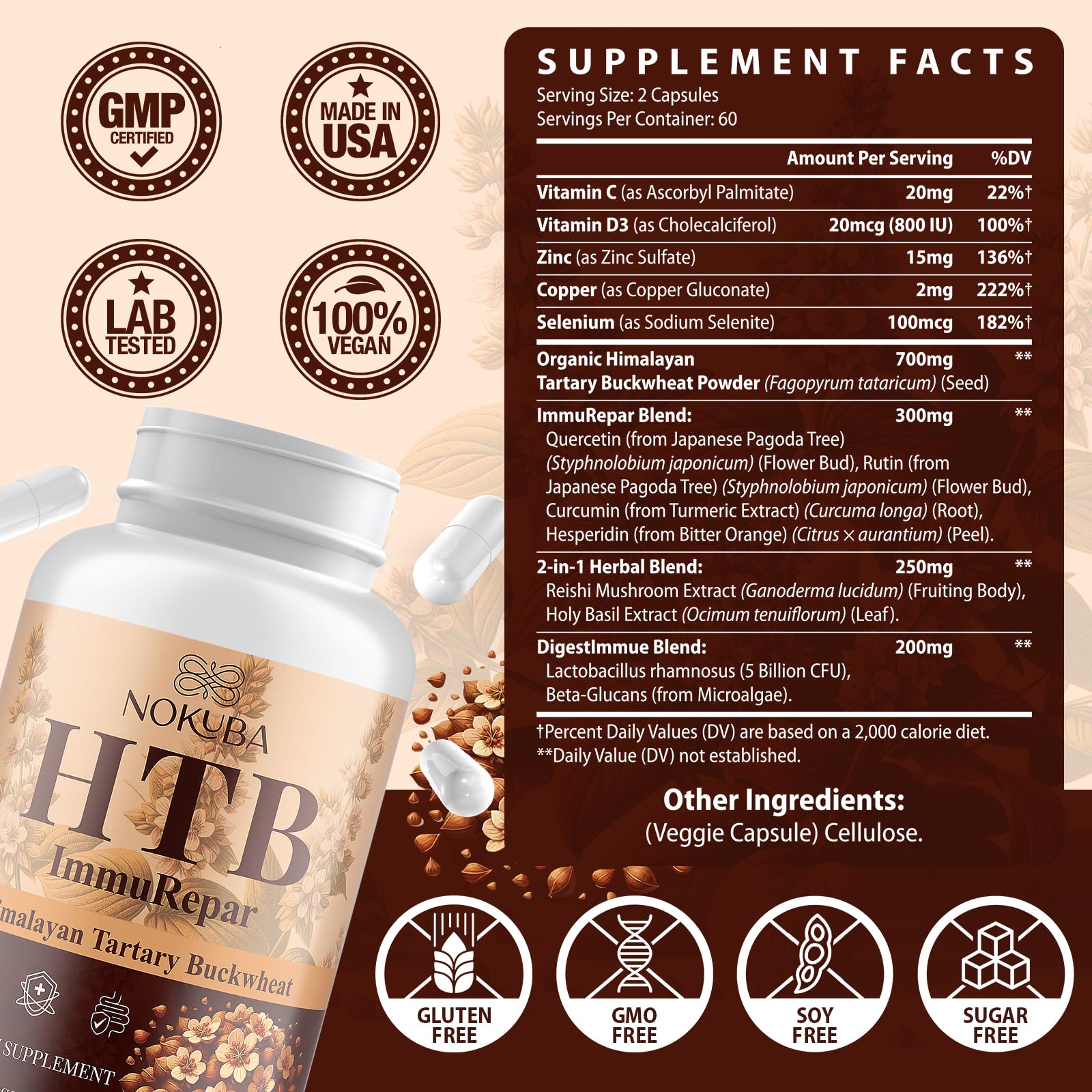 Nokuba Quercetin Supplement capsule size comparison