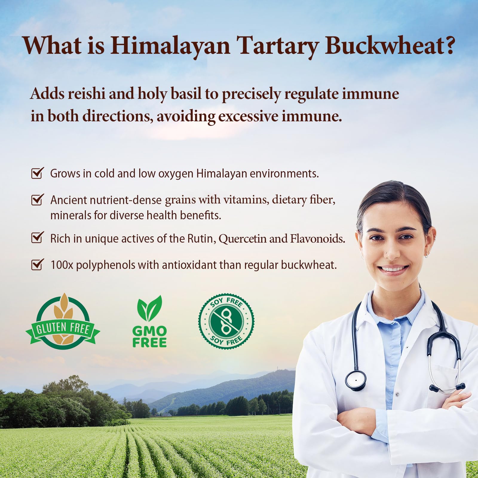 Nokuba Quercetin Supplement with Himalayan Tartary Buckwheat background