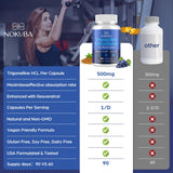 Nokuba Trigonelline HCl Supplement 500mg bottle on a wooden table