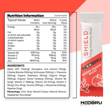 Noobru Shield sachet with ingredients list