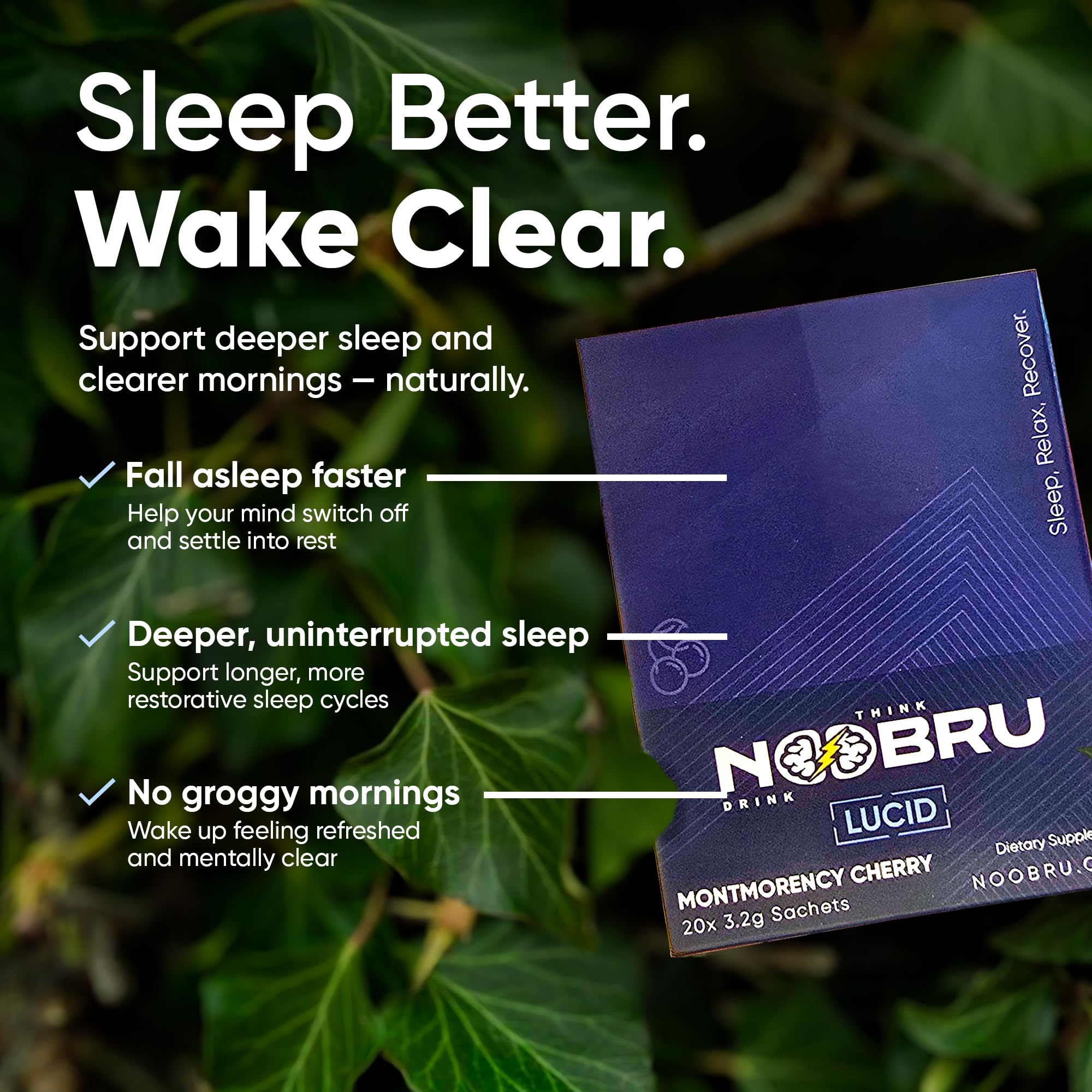 Noobru Sleep Supplement Capsules back view with nutritional information