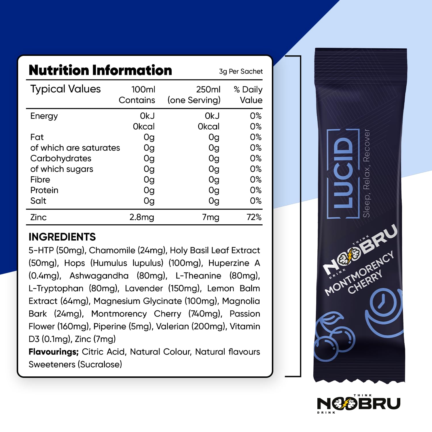 Noobru Sleep Supplement Capsules side view showing ingredients