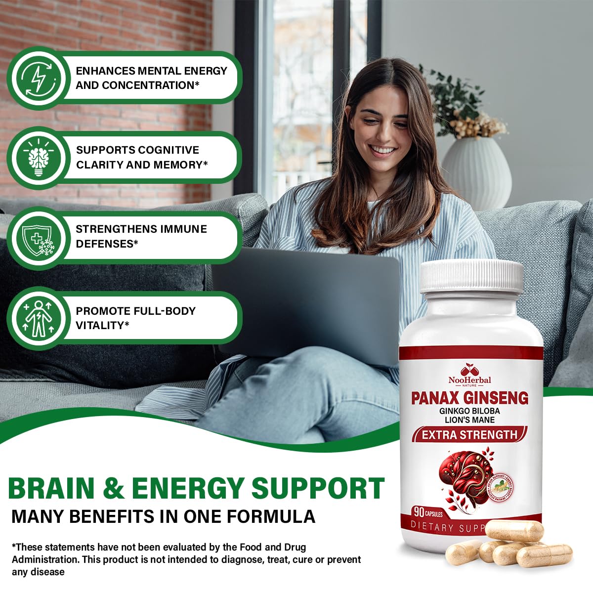 NooHerbal Nature Ginseng Supplement with a measuring spoon