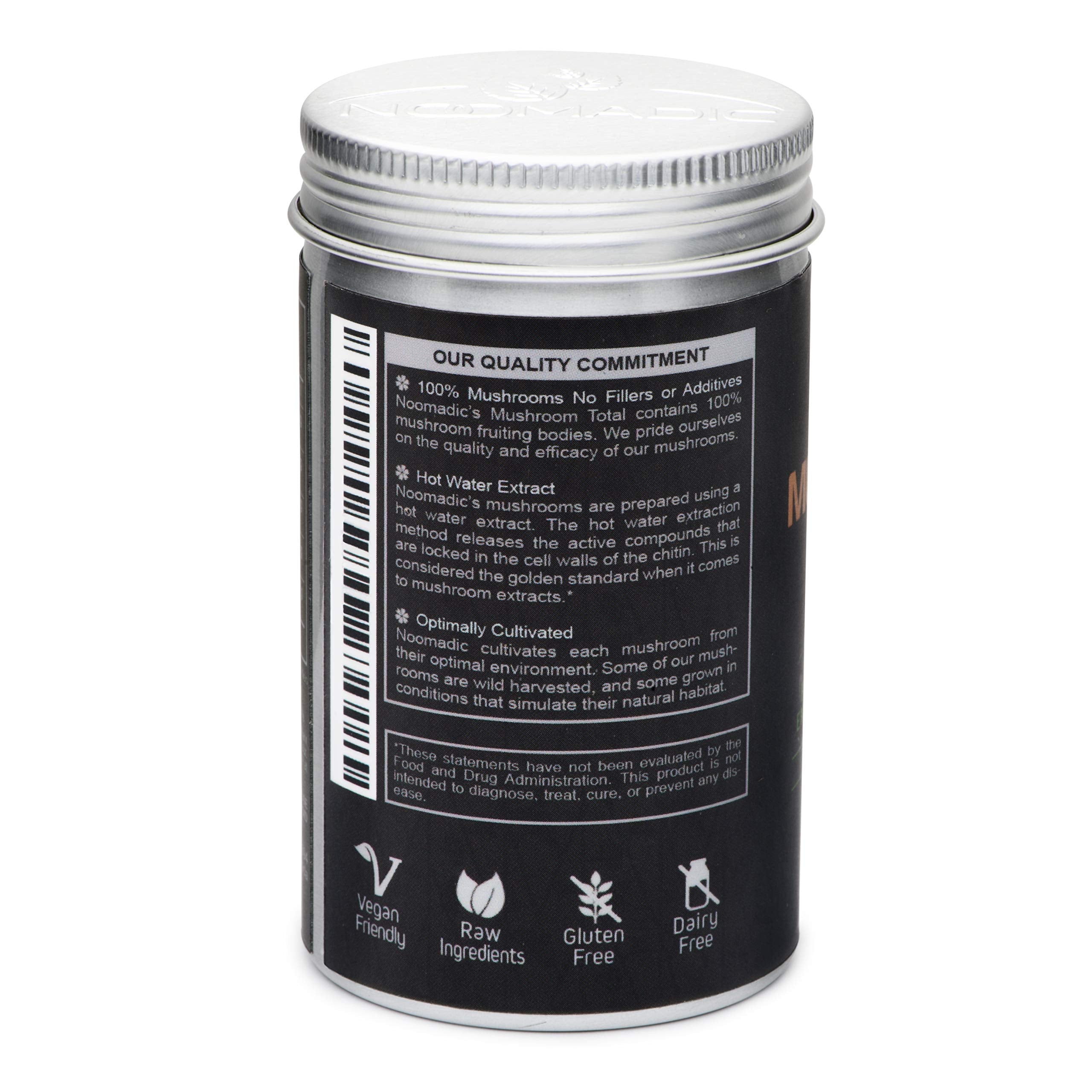 Noomadic Adaptogenic Mushroom Elixir side view showing packaging details