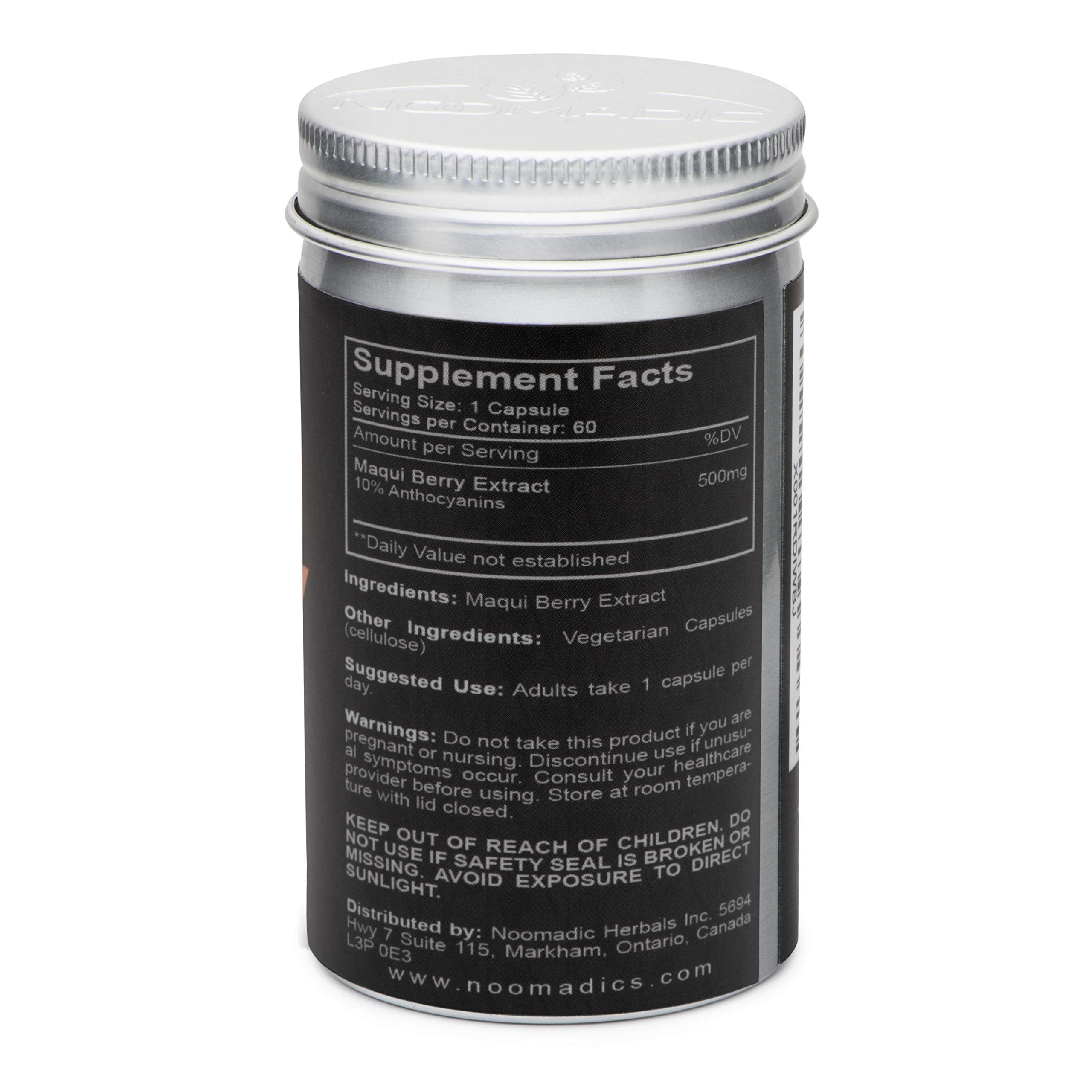 Noomadic Maqui Berry Capsules side view showing packaging
