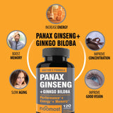 NooMost Ginseng Capsules open bottle with capsules visible