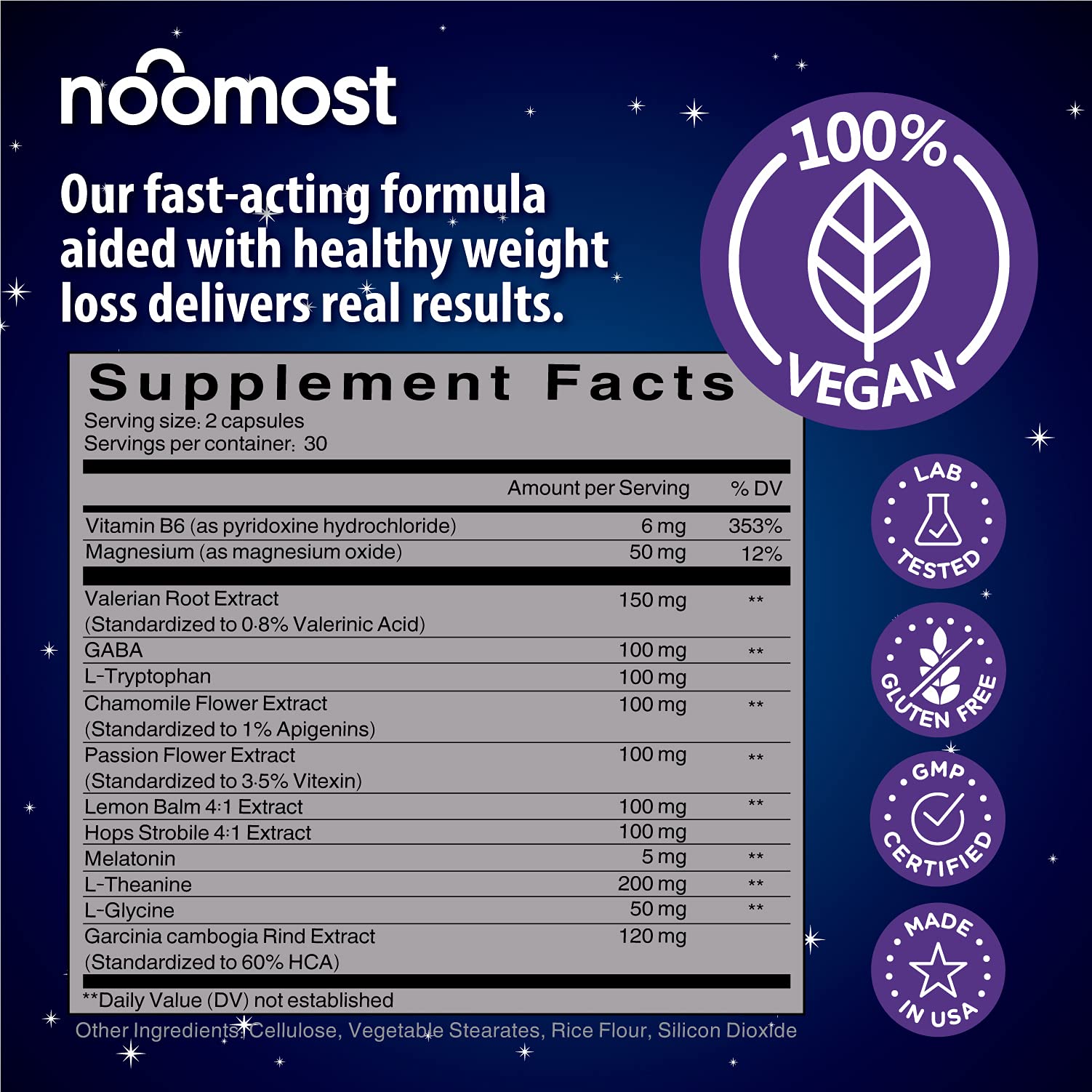 NooMost Natural Sleep Aid 60 Tabs side view