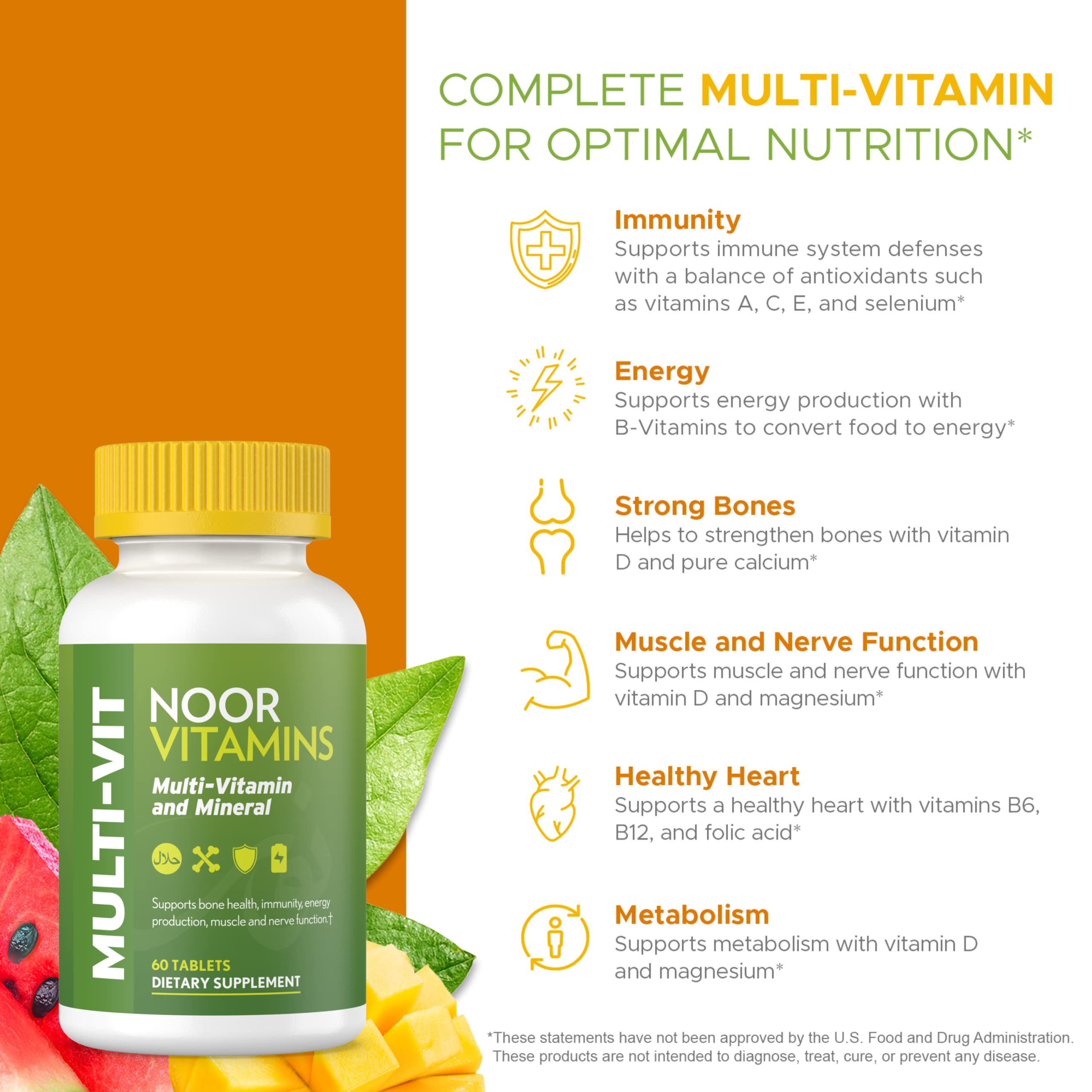 Noor Vitamins Adult Multivitamin bottle with a measuring spoon