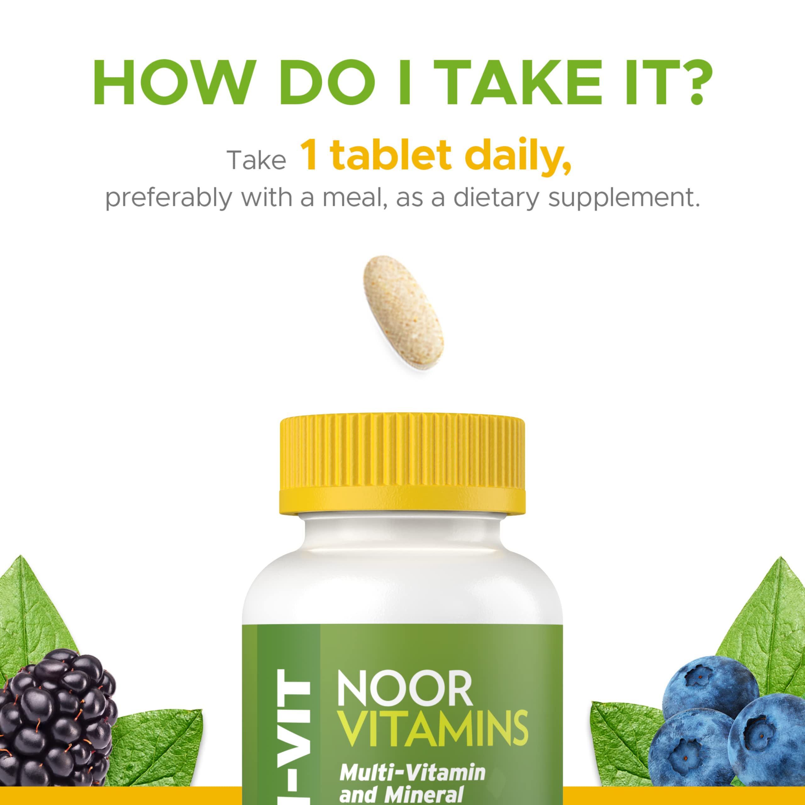 Noor Vitamins Adult Multivitamin with a glass of water
