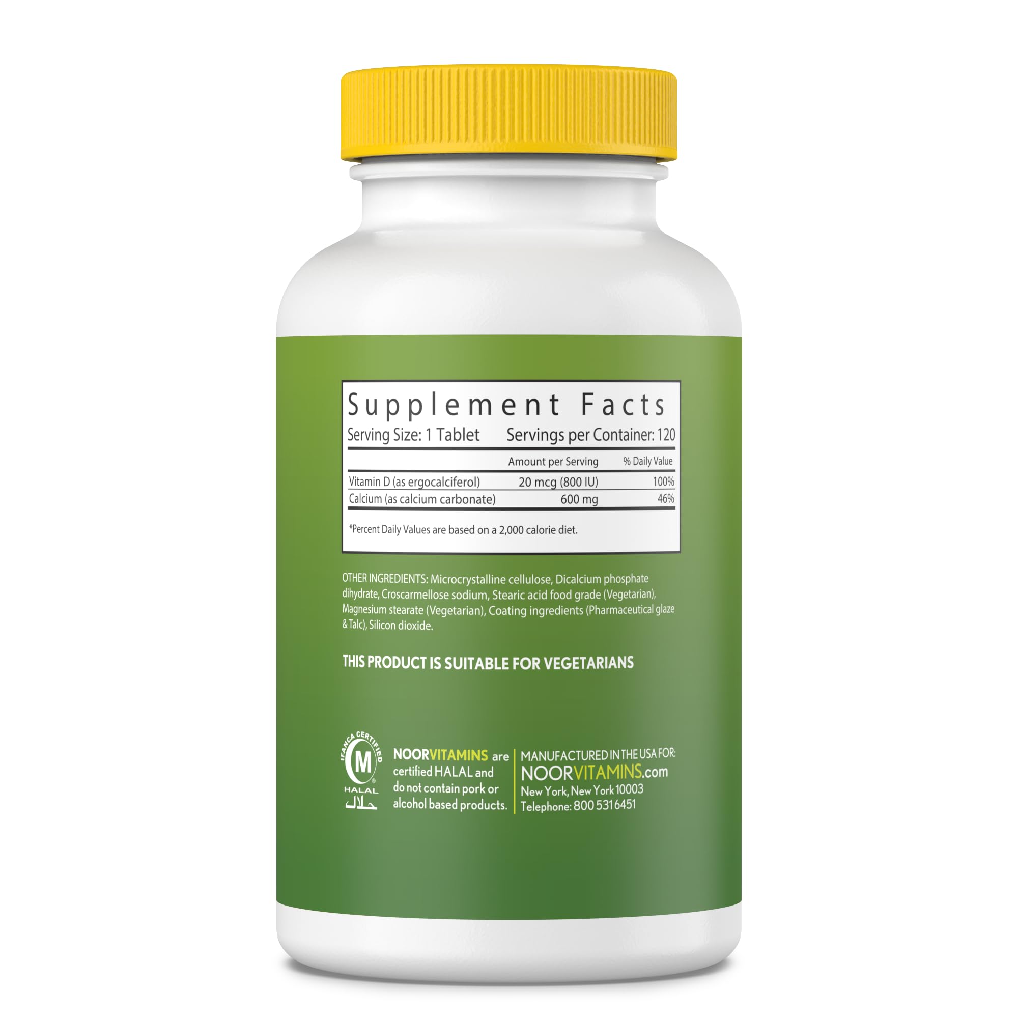 Noor Vitamins Calcium with Vitamin D 1200mg supplement side view