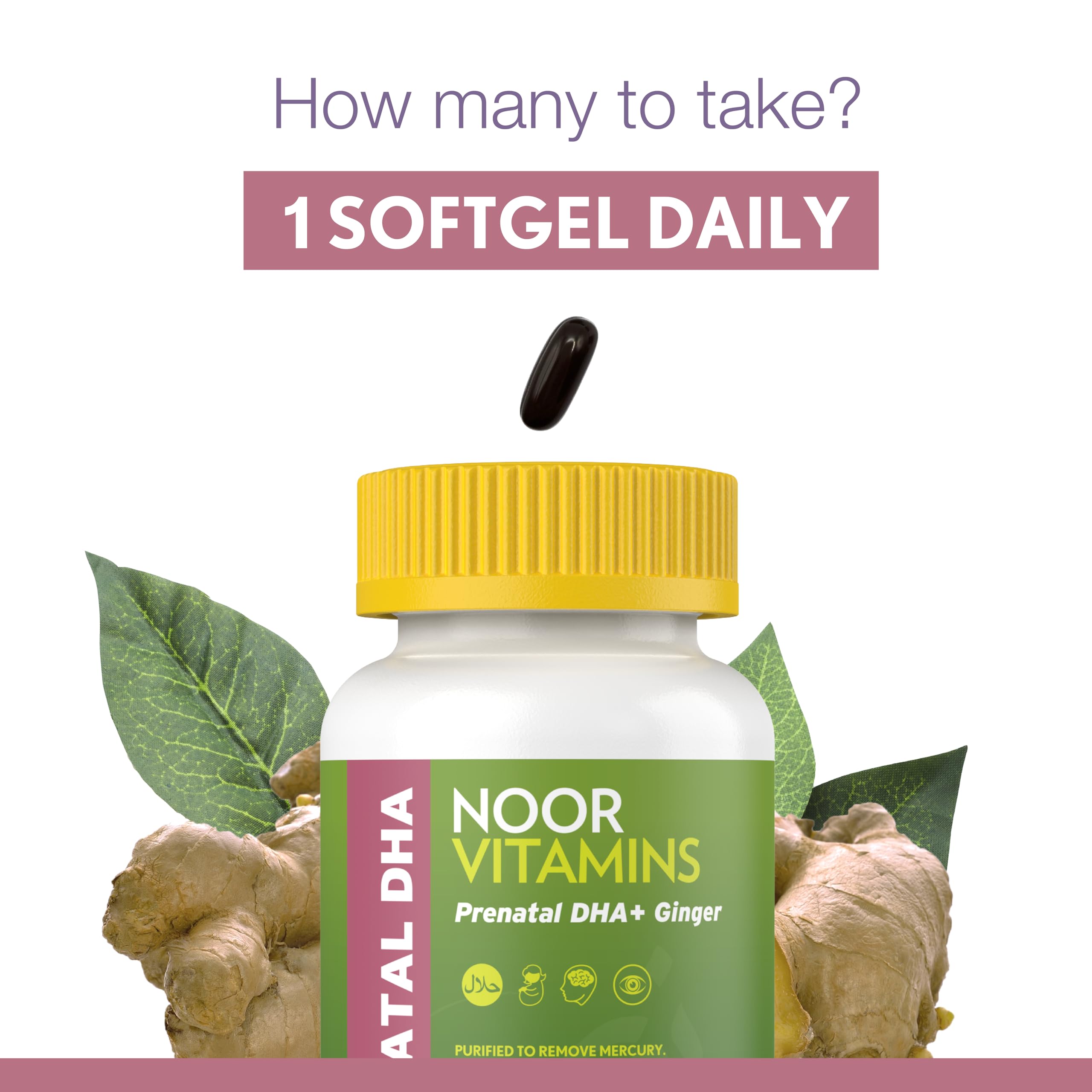 Noor Vitamins Prenatal Vitamins Softgels on a table