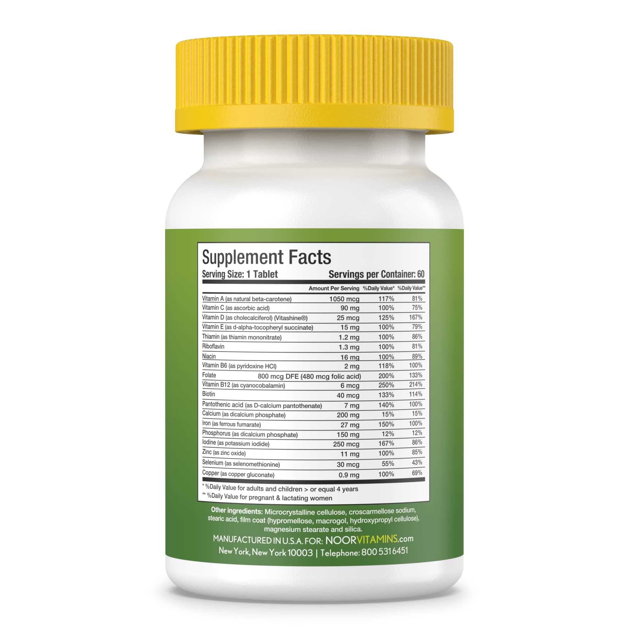 Noor Vitamins Vegan Women's Multivitamin Capsules side view