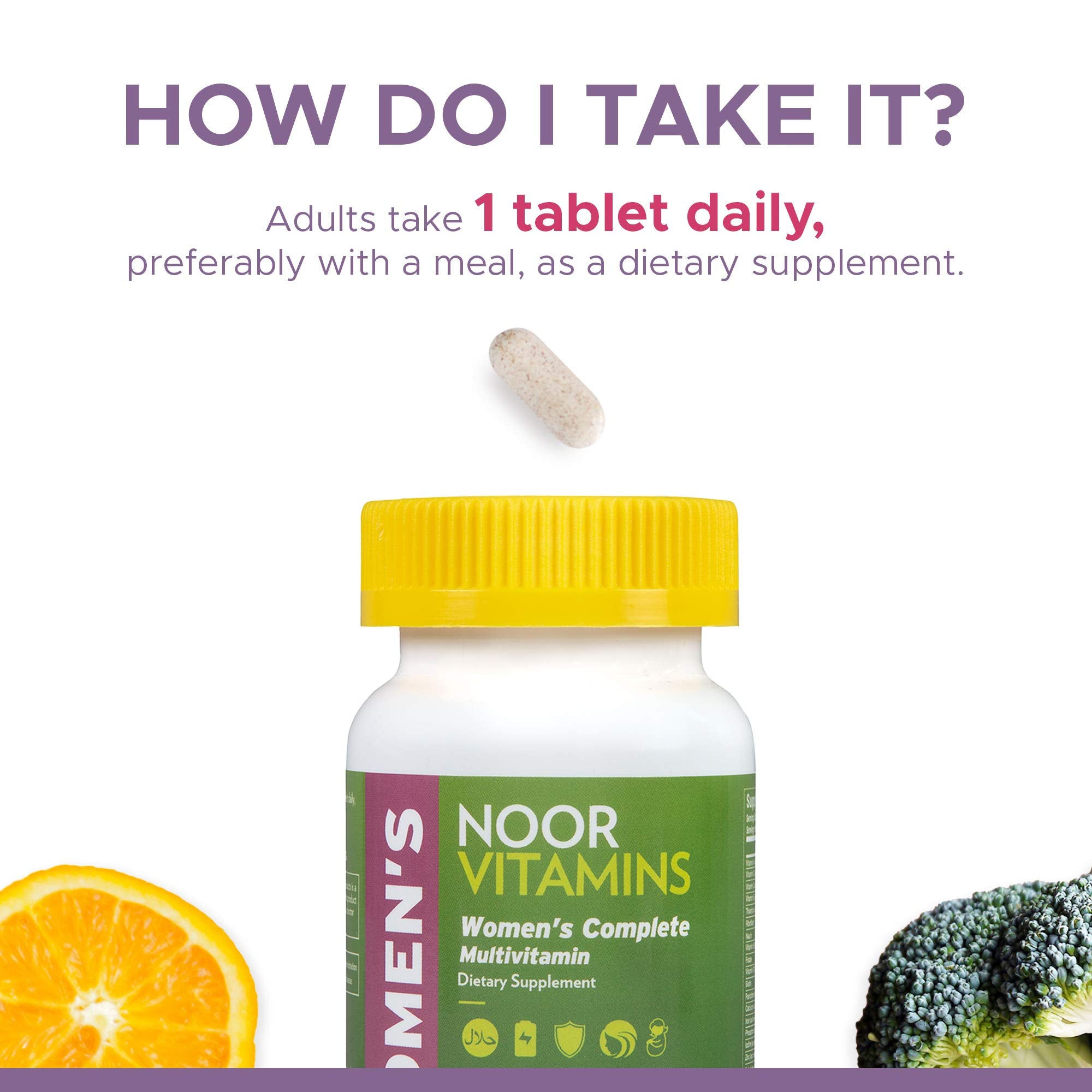 Noor Vitamins Vegan Women's Multivitamin Capsules with measuring spoon