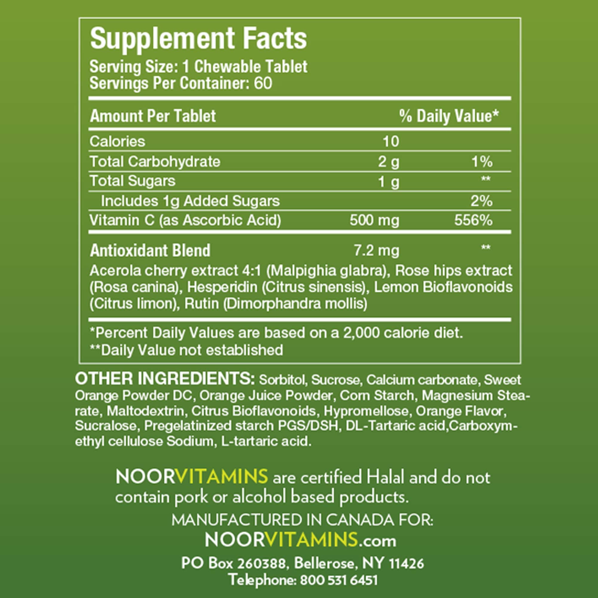 Noor Vitamins Vitamin C 500mg chewable tablets packaging