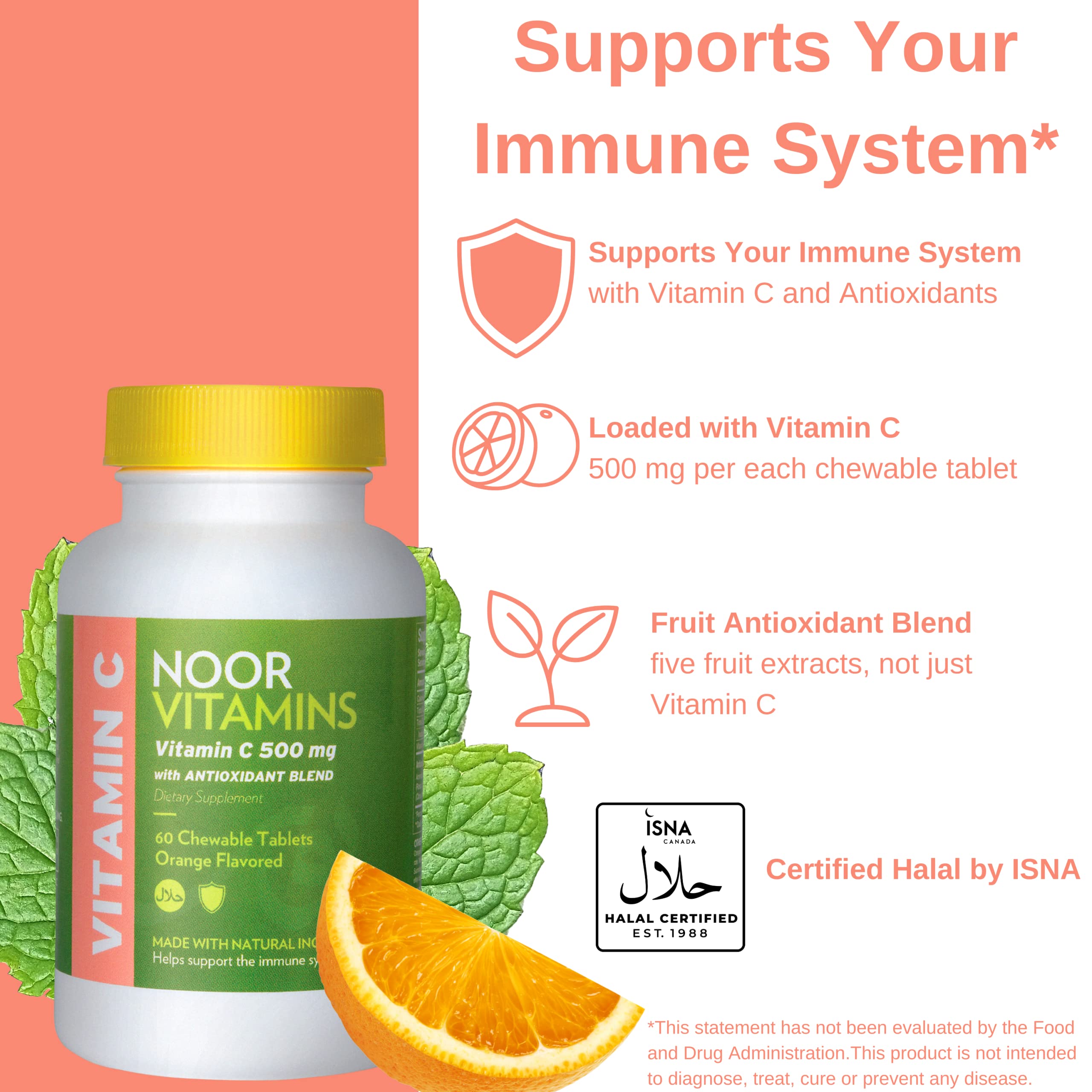 Noor Vitamins Vitamin C chewable tablets with ingredients