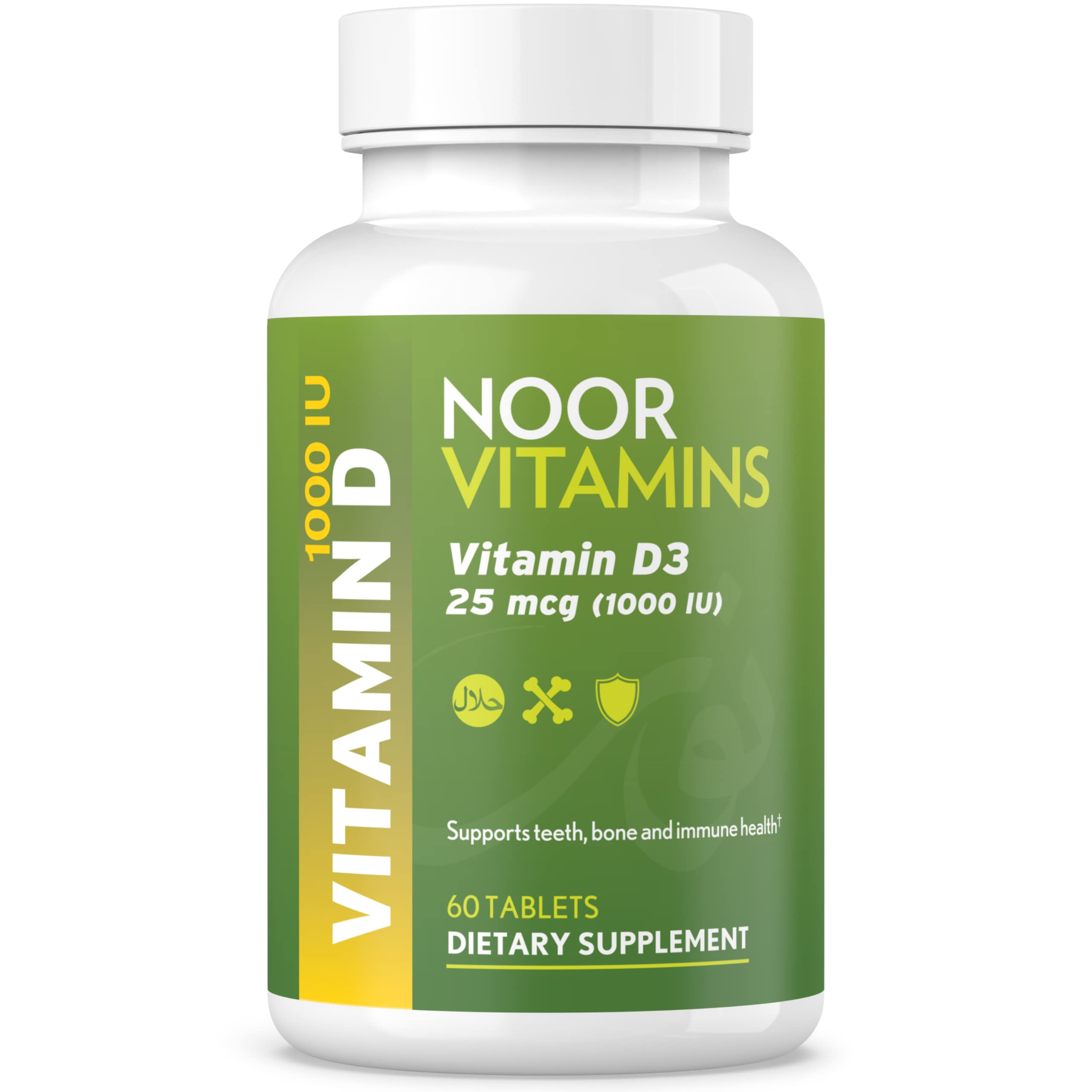 Noor Vitamins Vitamin D3 1000 IU Halal Supplement front view