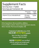 Noor Vitamins Vitamin D3 1000 IU Halal Supplement side view