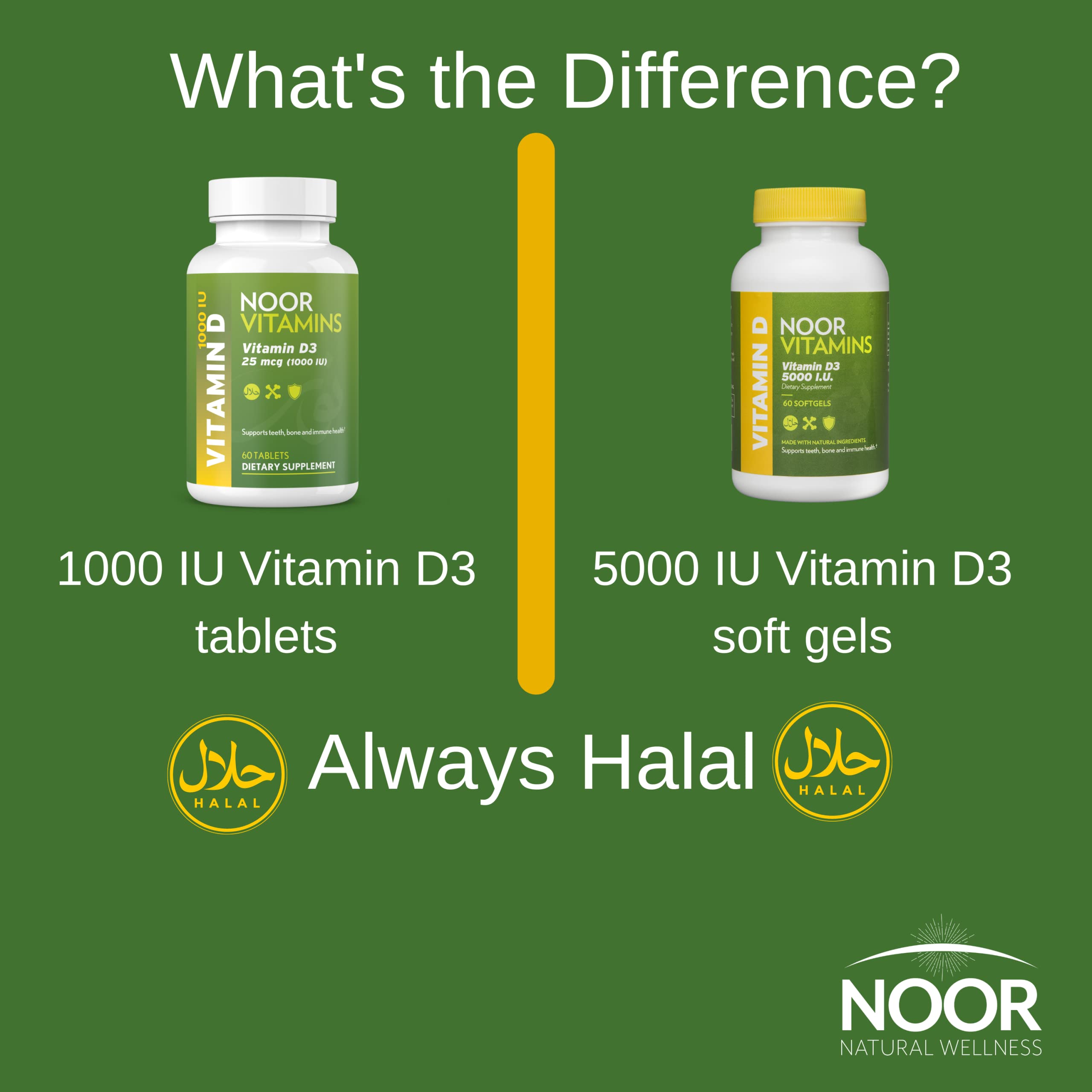 Noor Vitamins Vitamin D3 on a wooden table