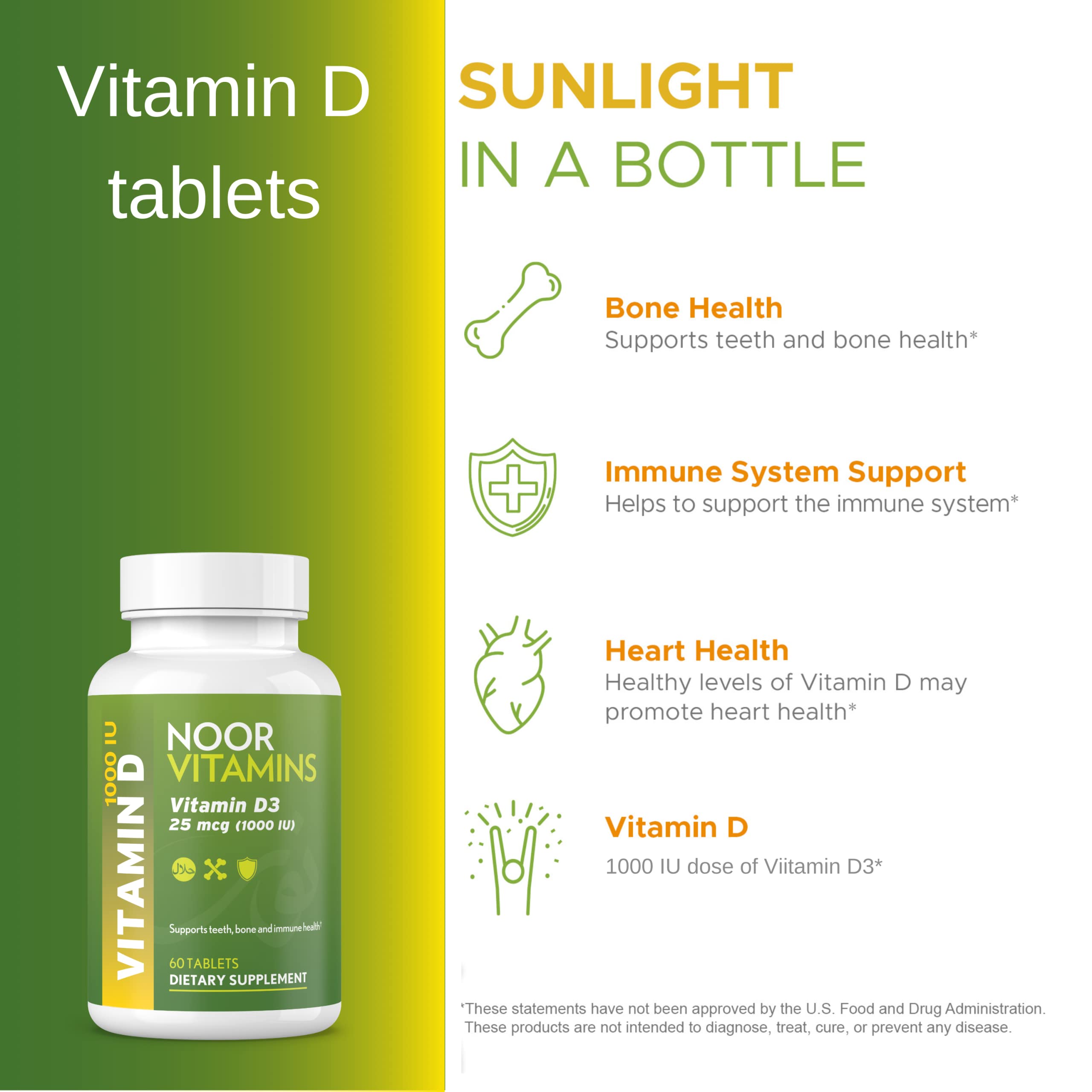 Noor Vitamins Vitamin D3 tablet close-up