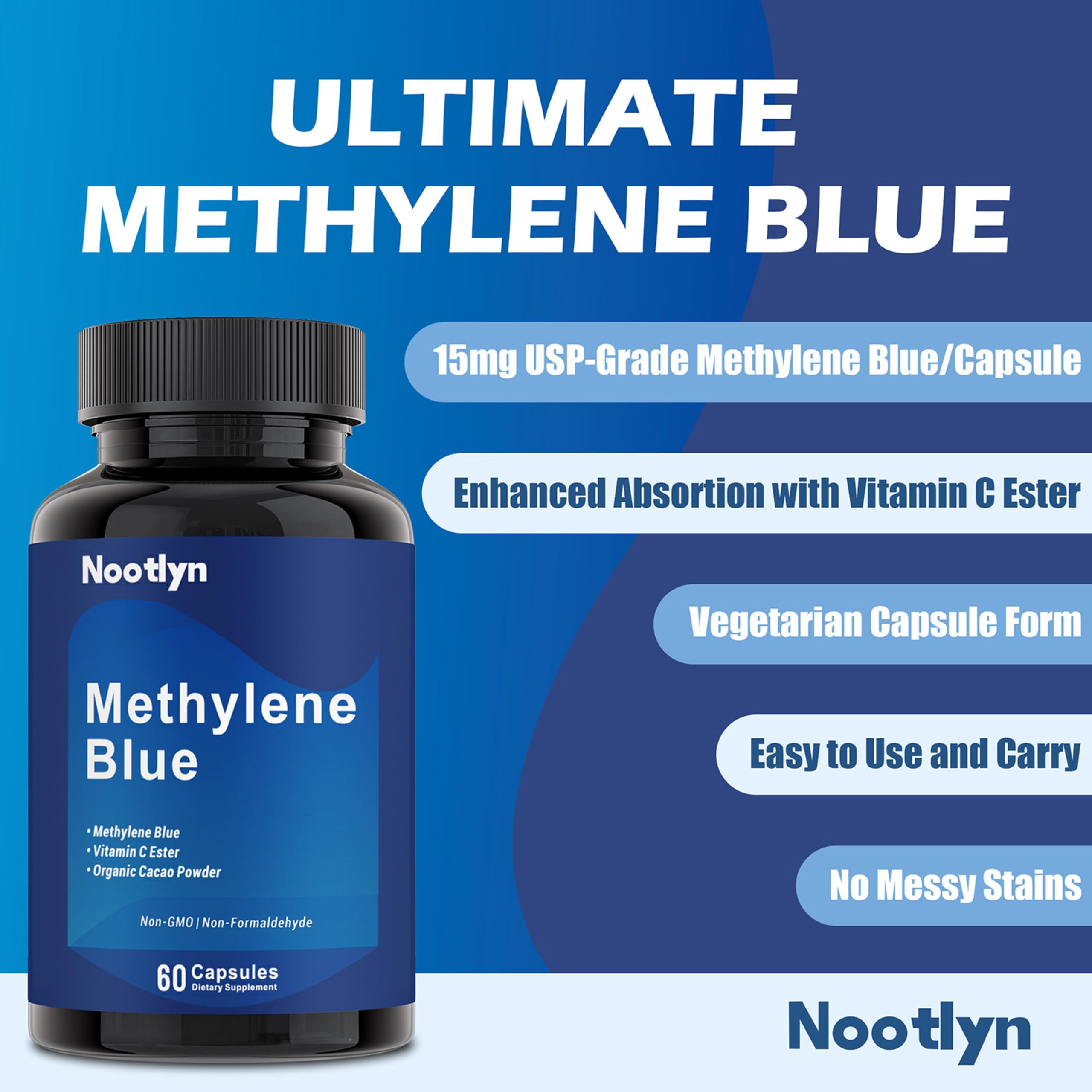 Nootlyn Methylene Blue Capsules 15mg side view