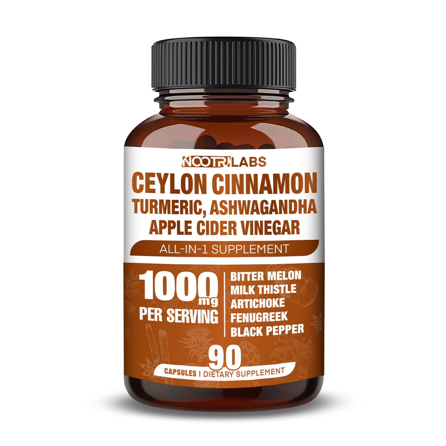 Nootrilabs Naturals Cinnamon Supplement 90 Vegan Capsules front view