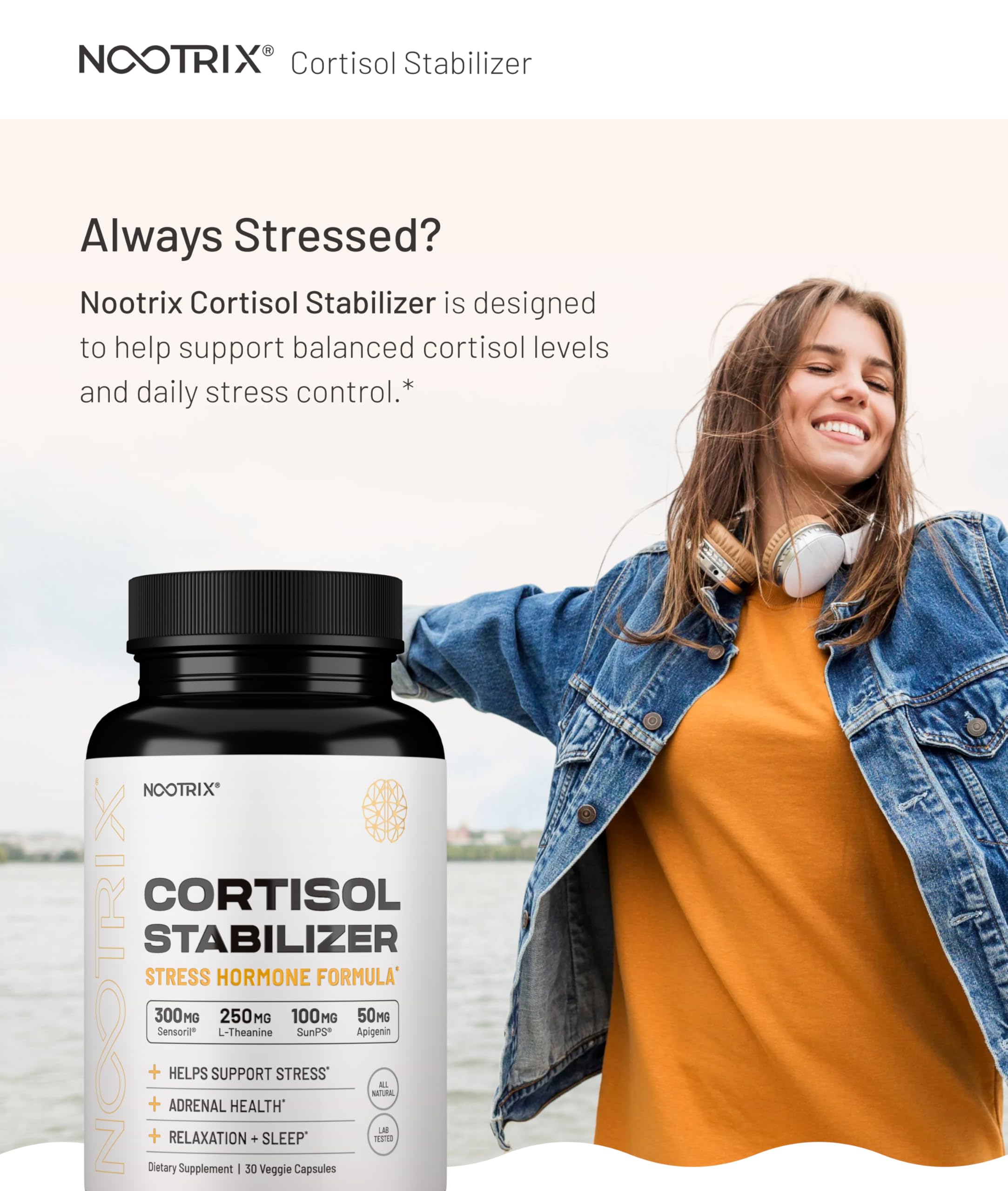 Nootrix Cortisol Stabilizer capsule bottle side view