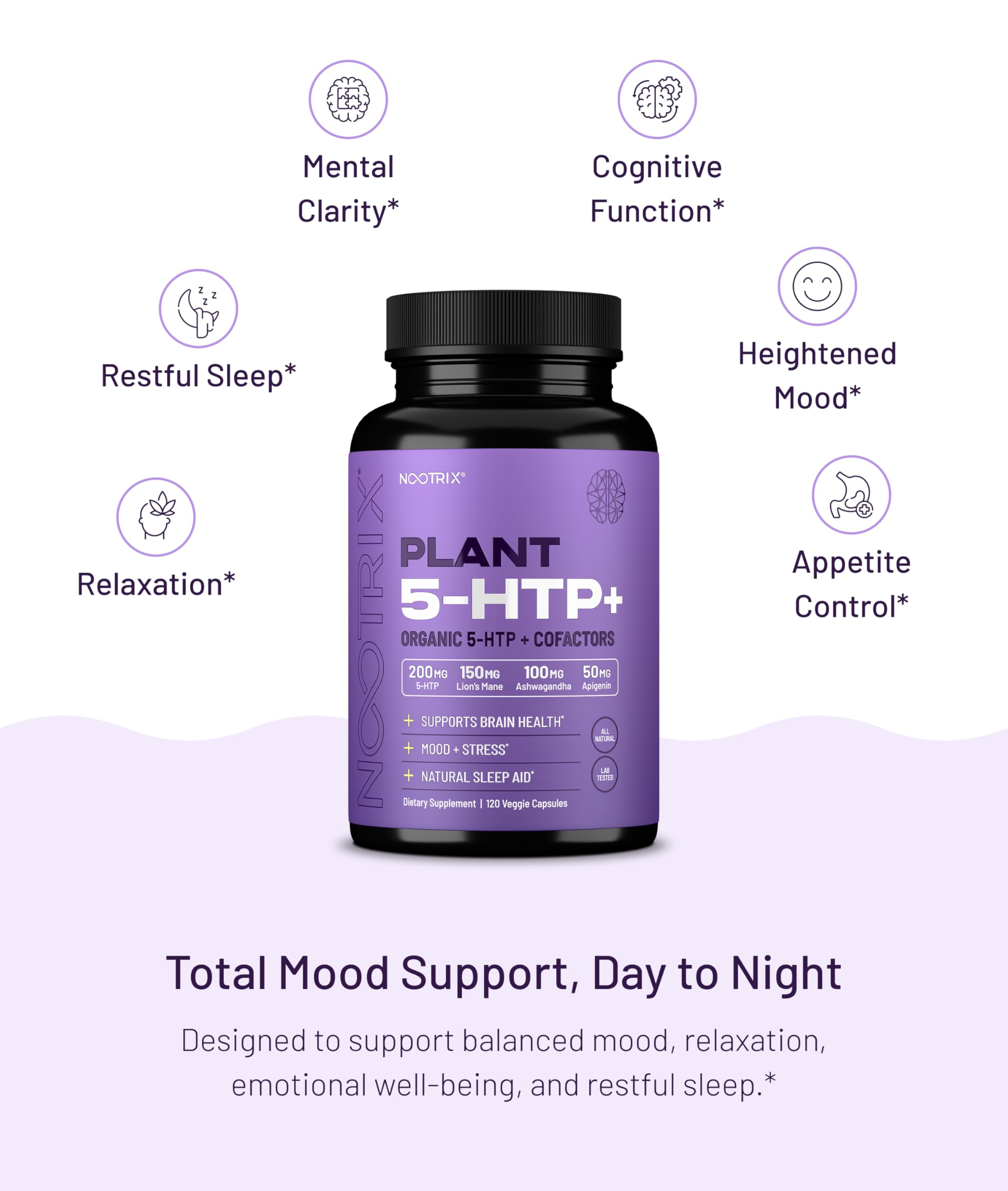 Nootrix Organic 5-HTP+ supplement capsules in a spoon
