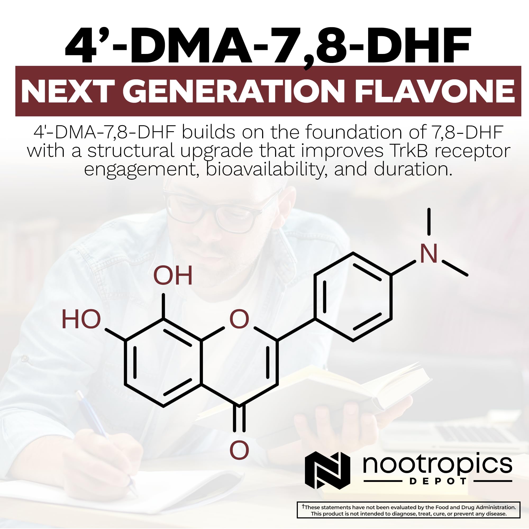Nootropics Depot 4’-DMA-7,8-DHF Capsules 10mg packaging