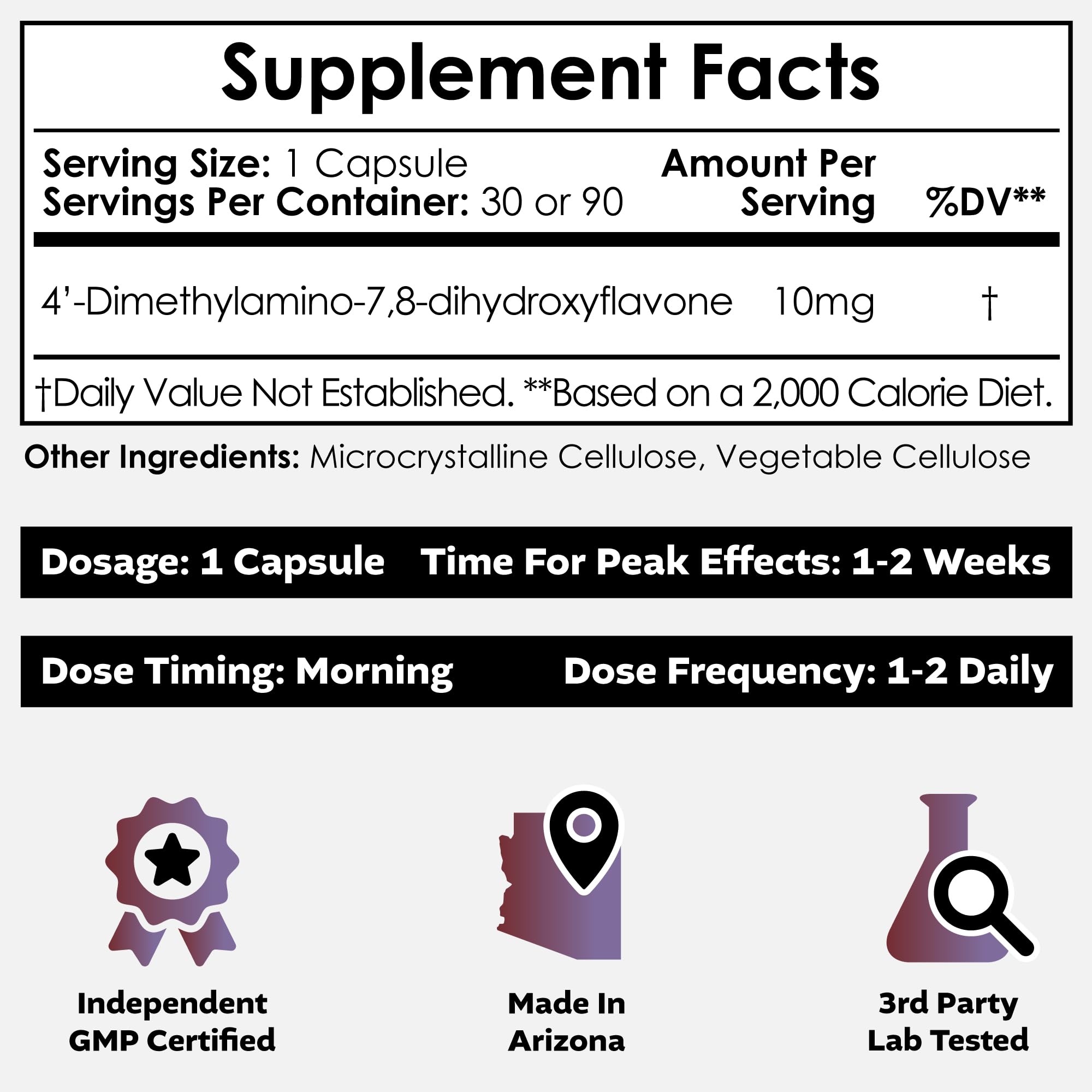 Nootropics Depot 4’-DMA-7,8-DHF Capsules 10mg side view