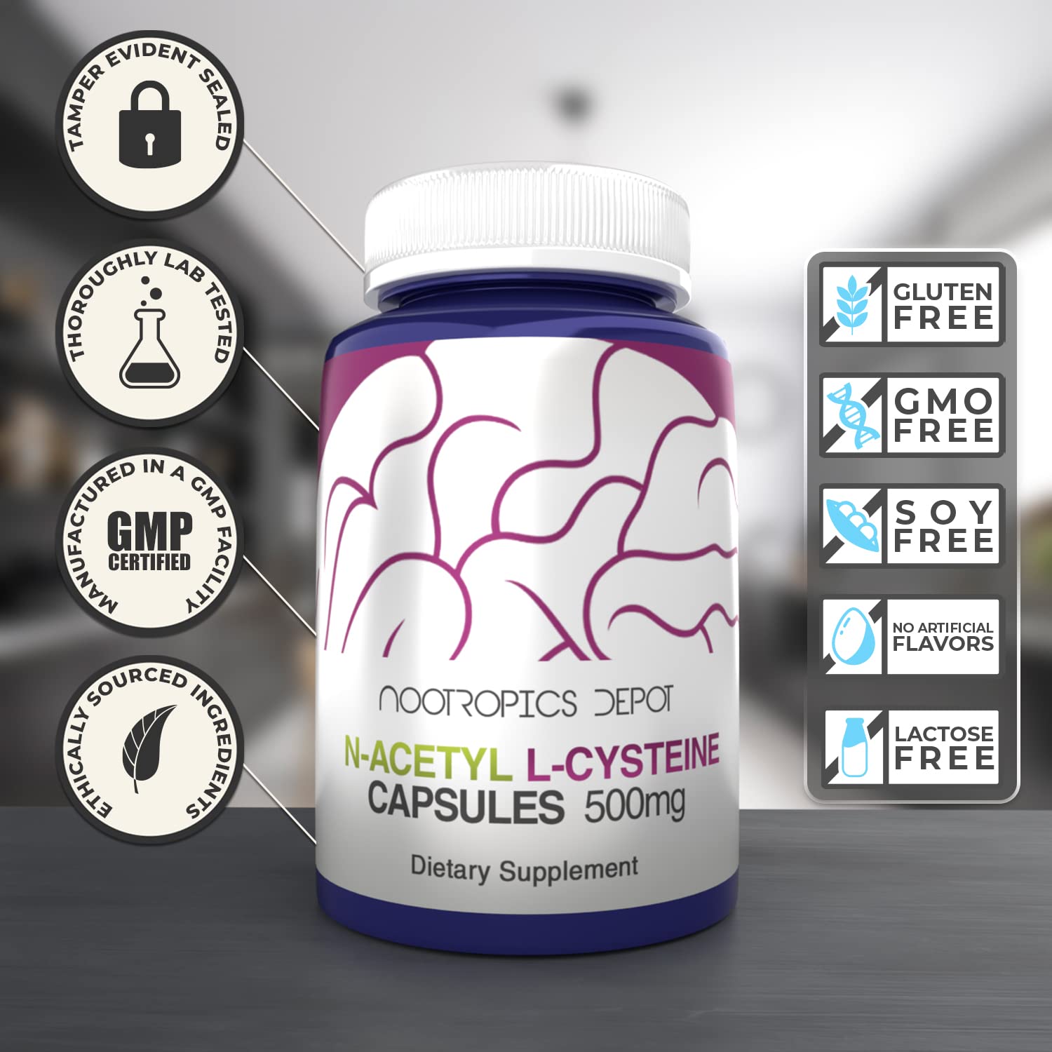 Nootropics Depot Acetyl-L-Carnitine 181g capsule size comparison