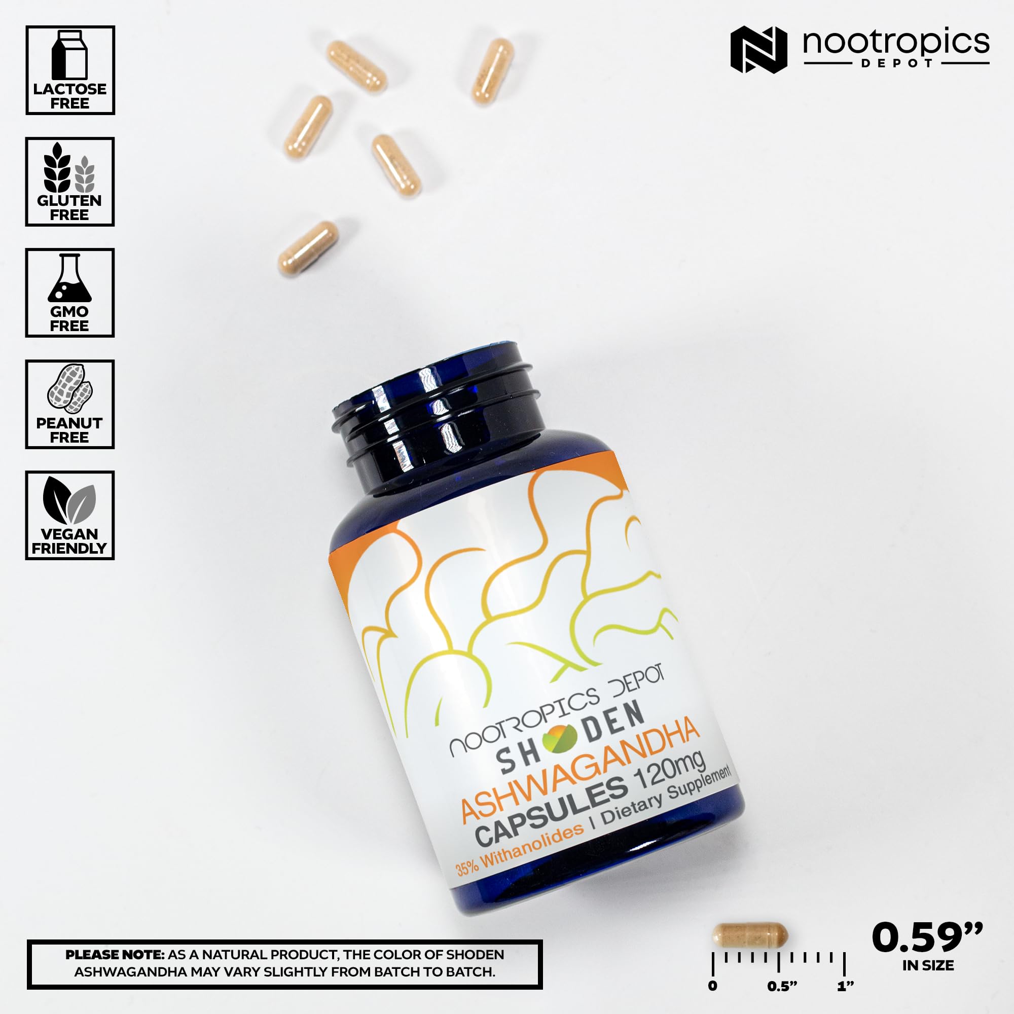Nootropics Depot Ashwagandha 50g side view packaging