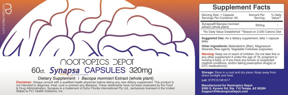 Nootropics Depot Bacopa Monnieri Capsules 320mg side view