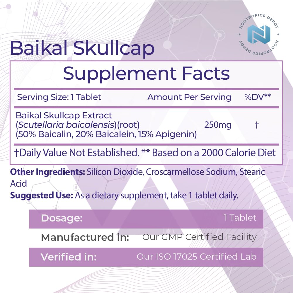 Nootropics Depot Baikal Skullcap Extract 80g back view