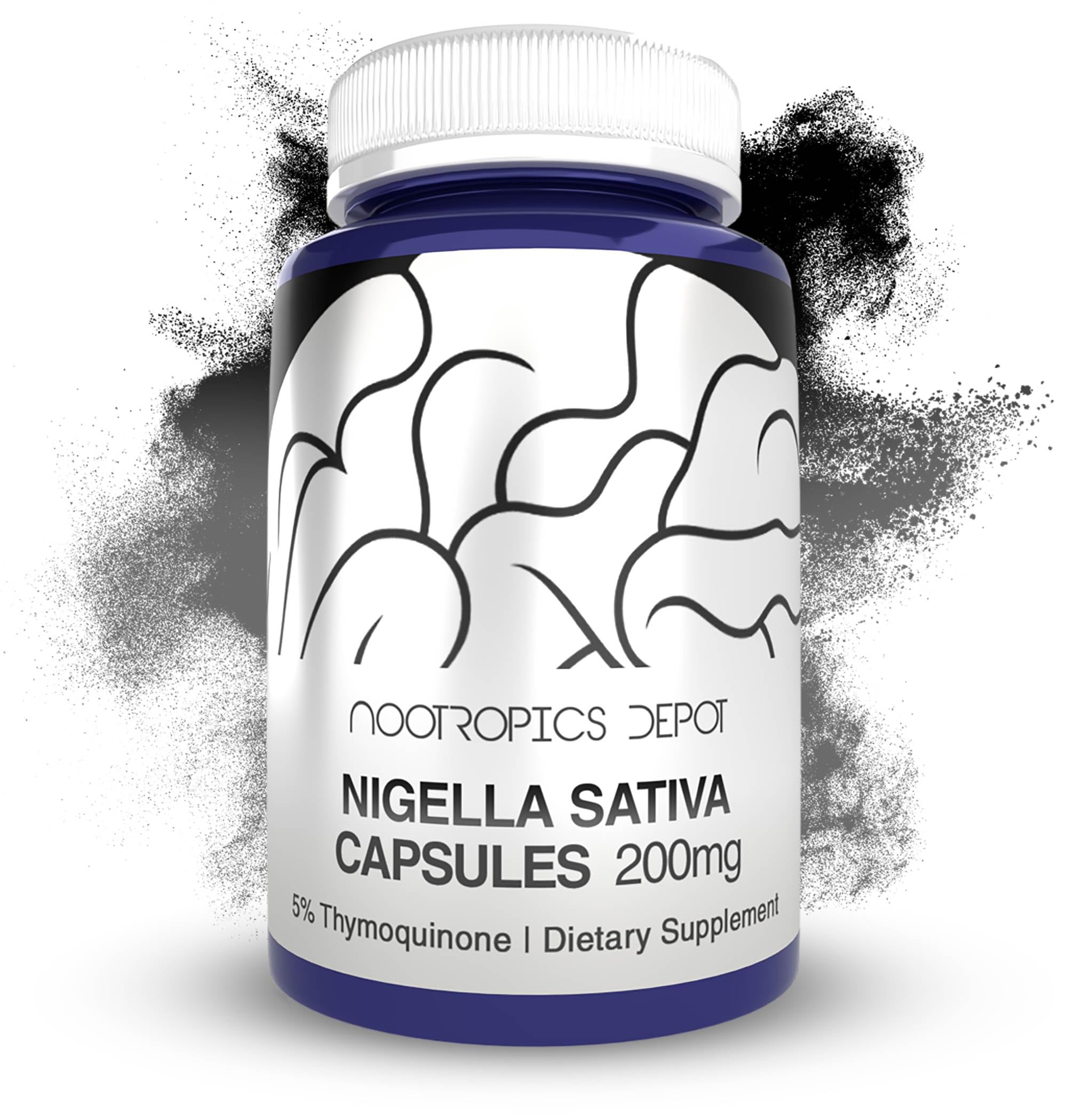 Nootropics Depot Black Seed Oil 5% Standardised 60 Capsules front view